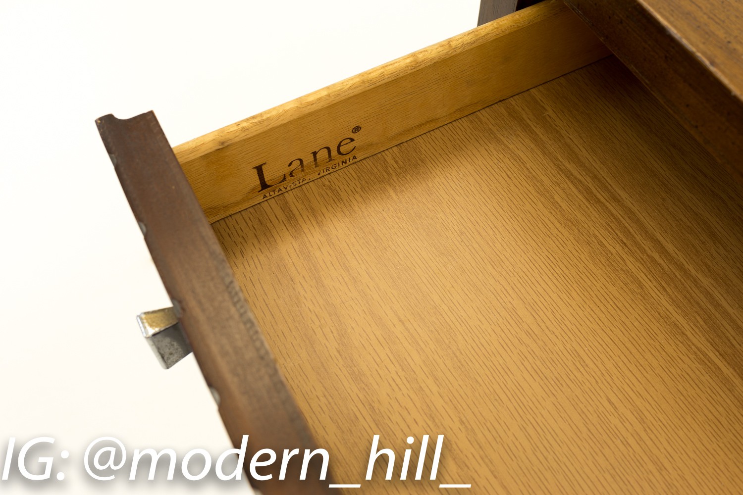 Lane Tower Suite Single Drawer Mid Century Walnut and Rosewood Side End Tables Nightstands - Matching Pair