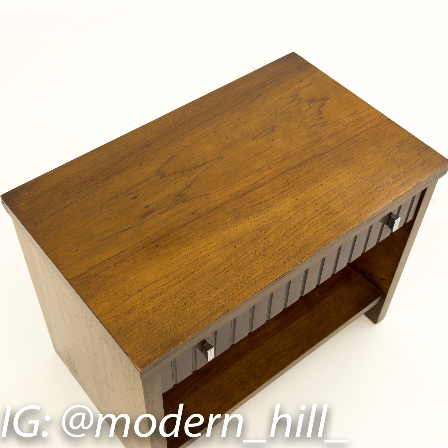 Lane Tower Suite Single Drawer Mid Century Walnut and Rosewood Side End Tables Nightstands - Matching Pair