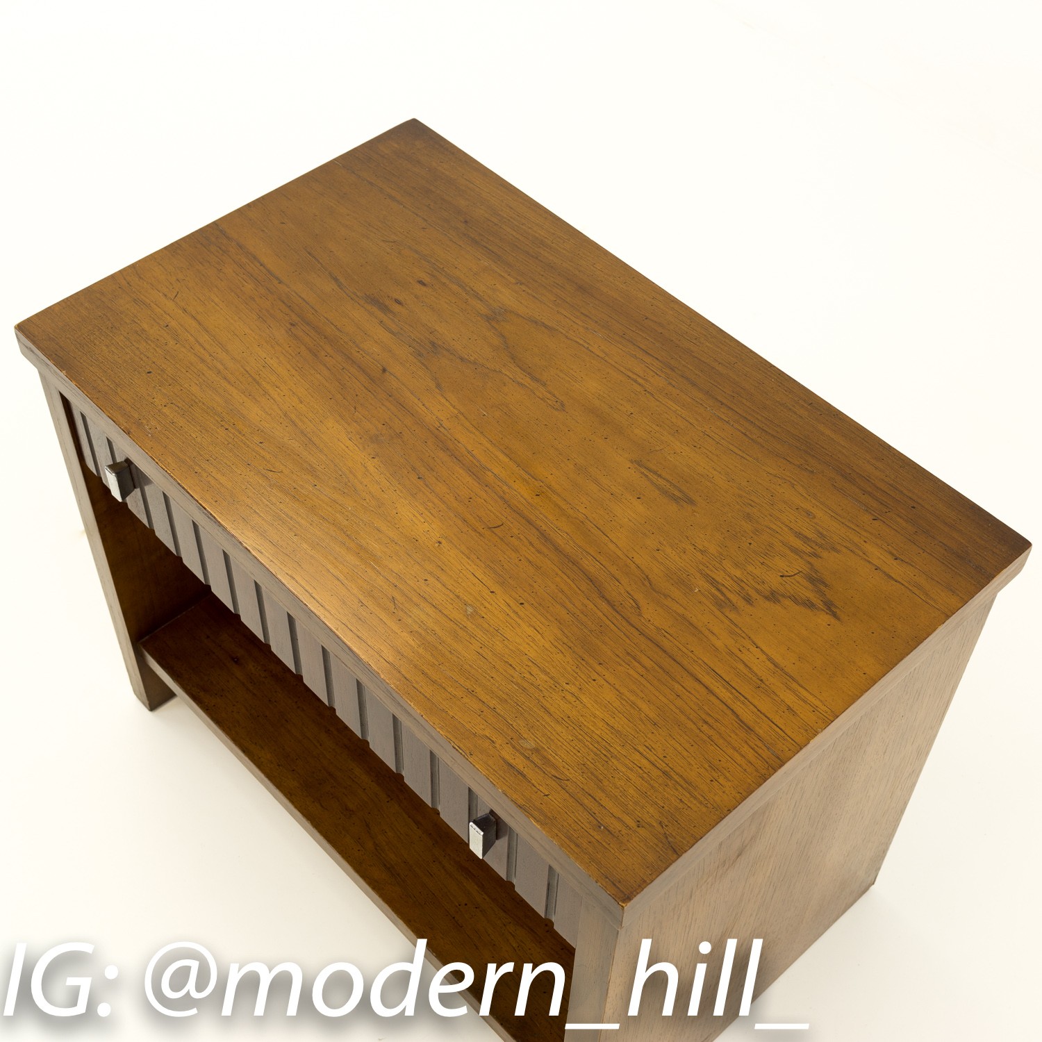 Lane Tower Suite Single Drawer Mid Century Walnut and Rosewood Side End Tables Nightstands - Matching Pair