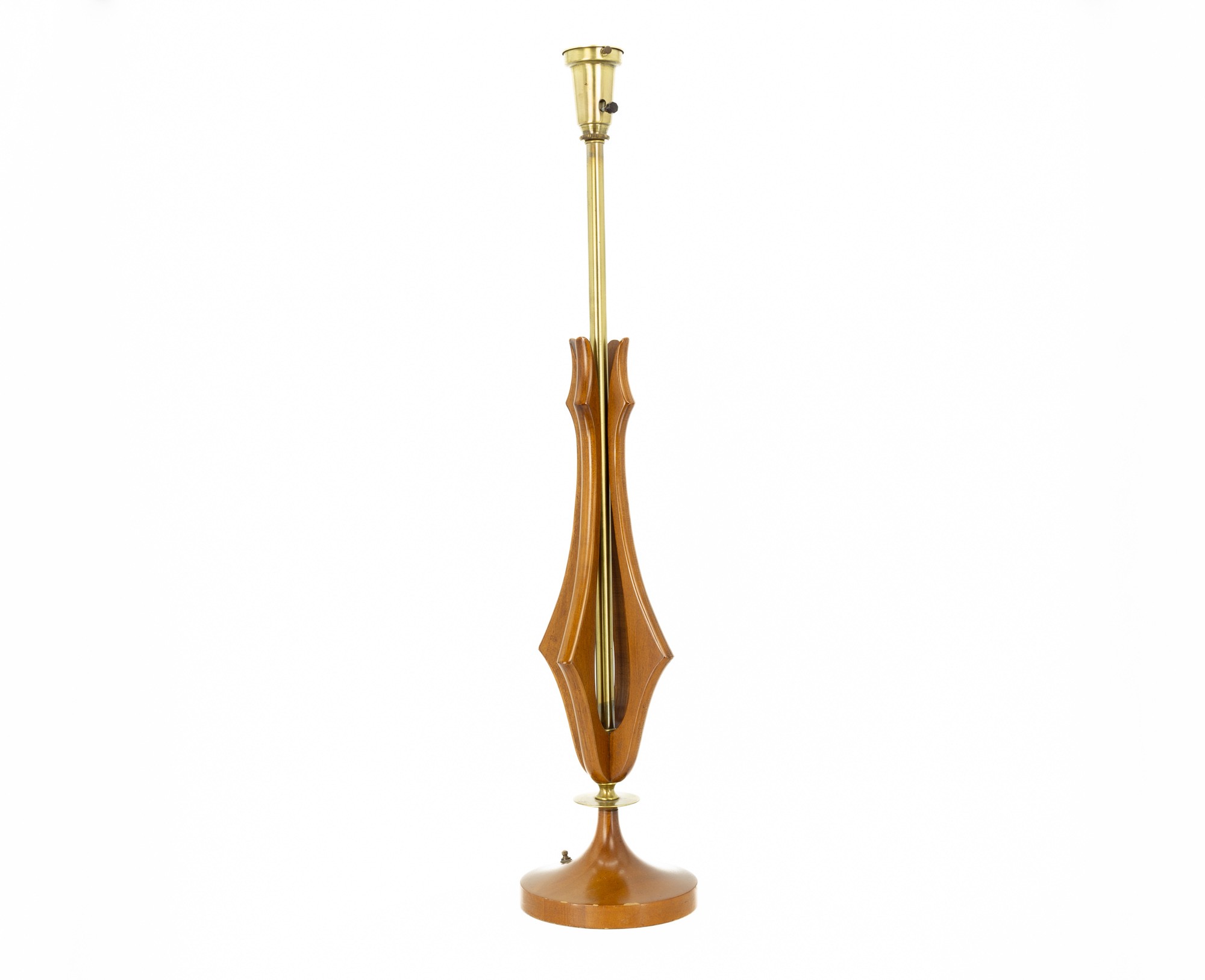 Adrian Pearsall Style Mid Century Walnut and Brass Table Lamp