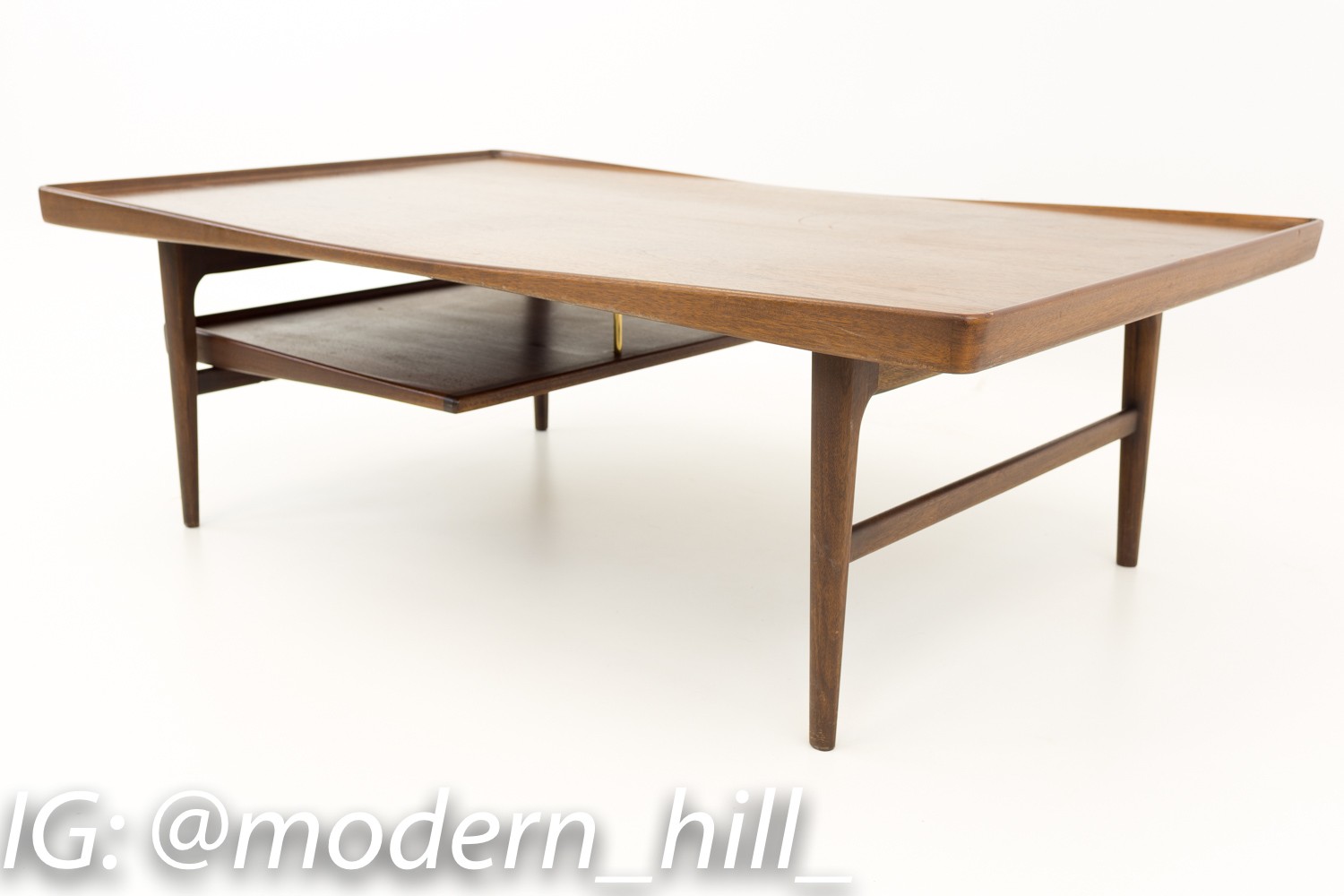 Poul Jensen for Selig Teak Mid Century Modern Coffee Table with Floating Tray