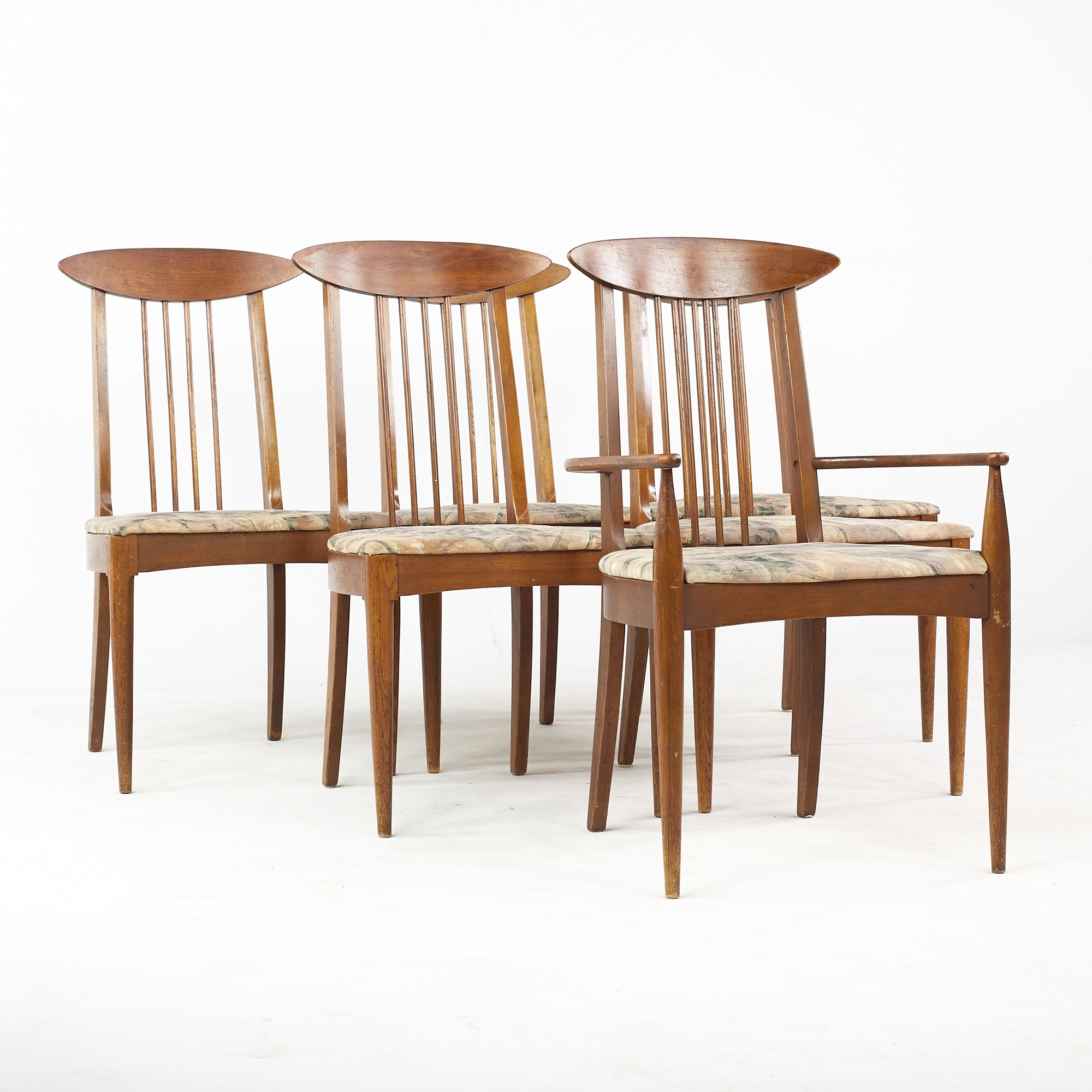 Broyhill Sculptra Mid Century Walnut Dining Chairs - Set of 6