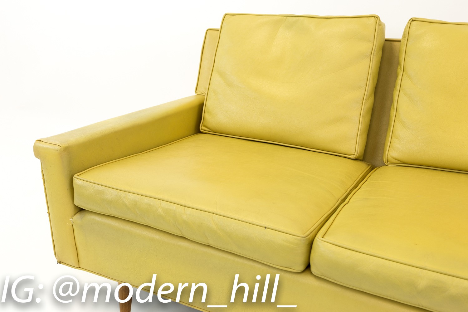 Milo Baughman for Thayer Coggin Mid Century Yellow Vinyl Sofa