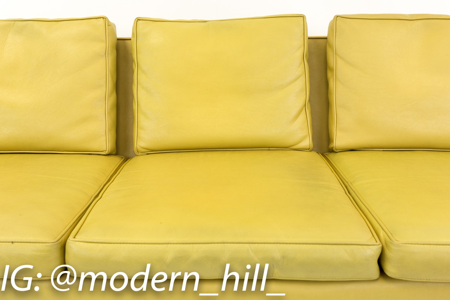 Milo Baughman for Thayer Coggin Mid Century Yellow Vinyl Sofa