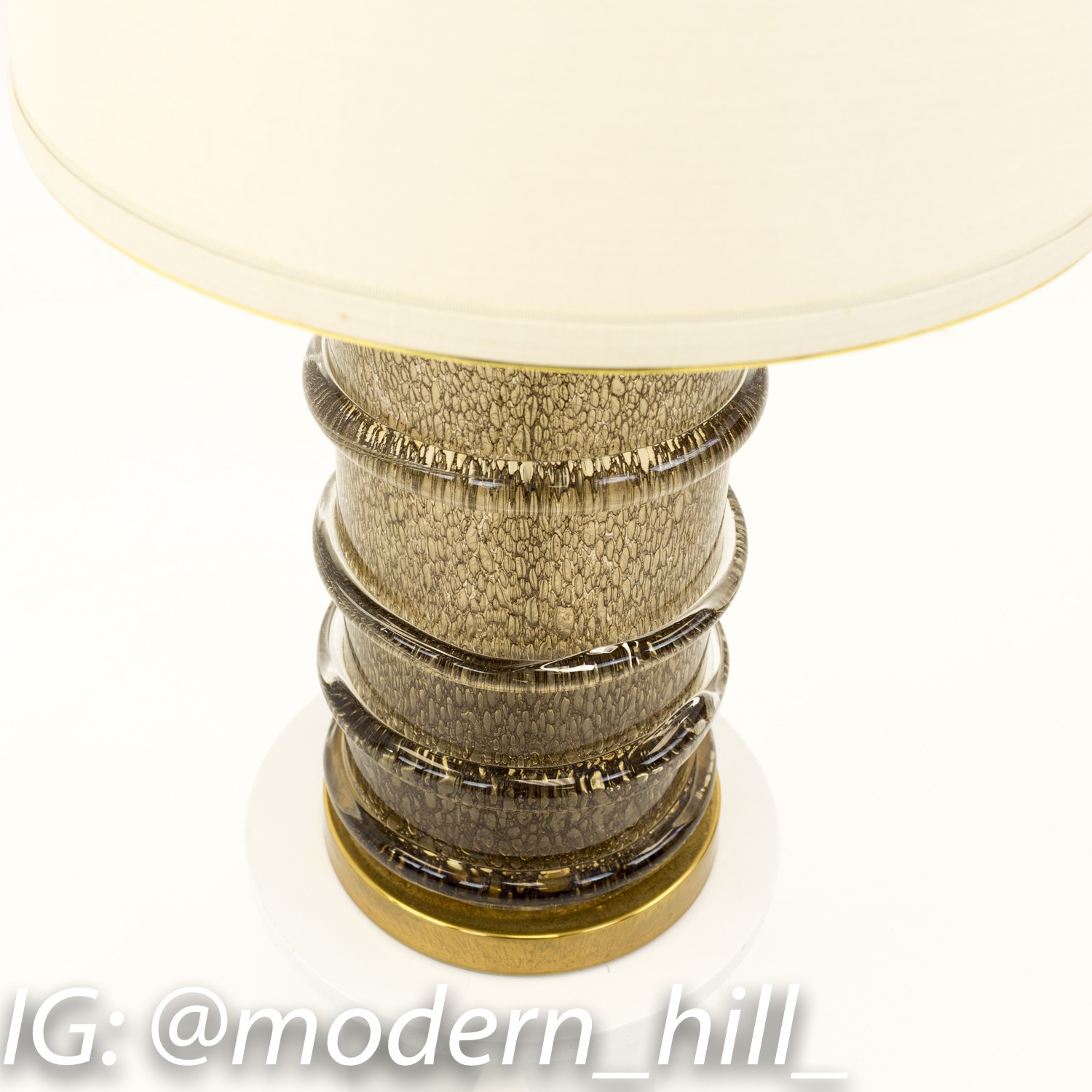 Paul Hanson Brass and Glass Mid Century Bubble Table Lamp - Grey