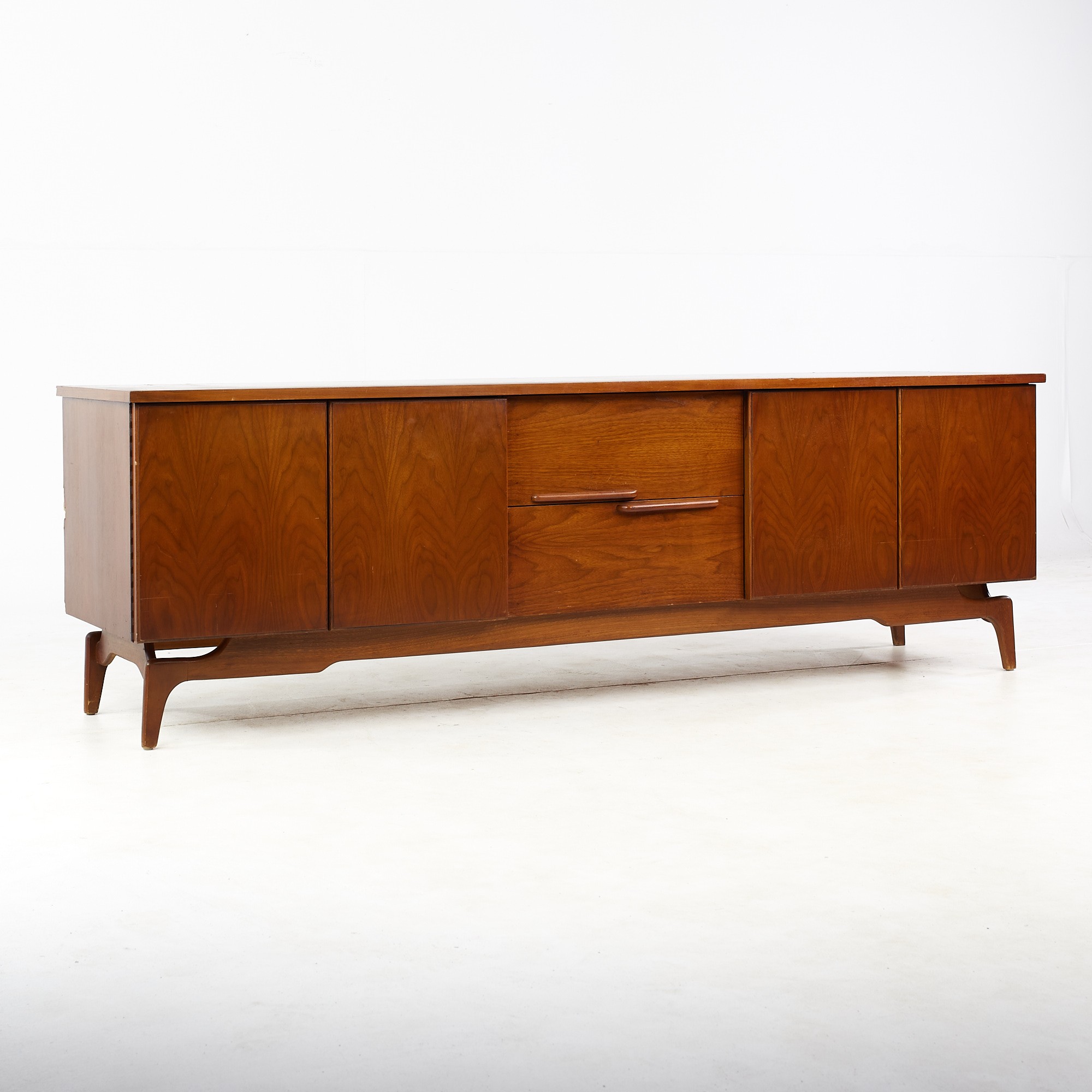 Young Manufacturing Mid Century Walnut Credenza