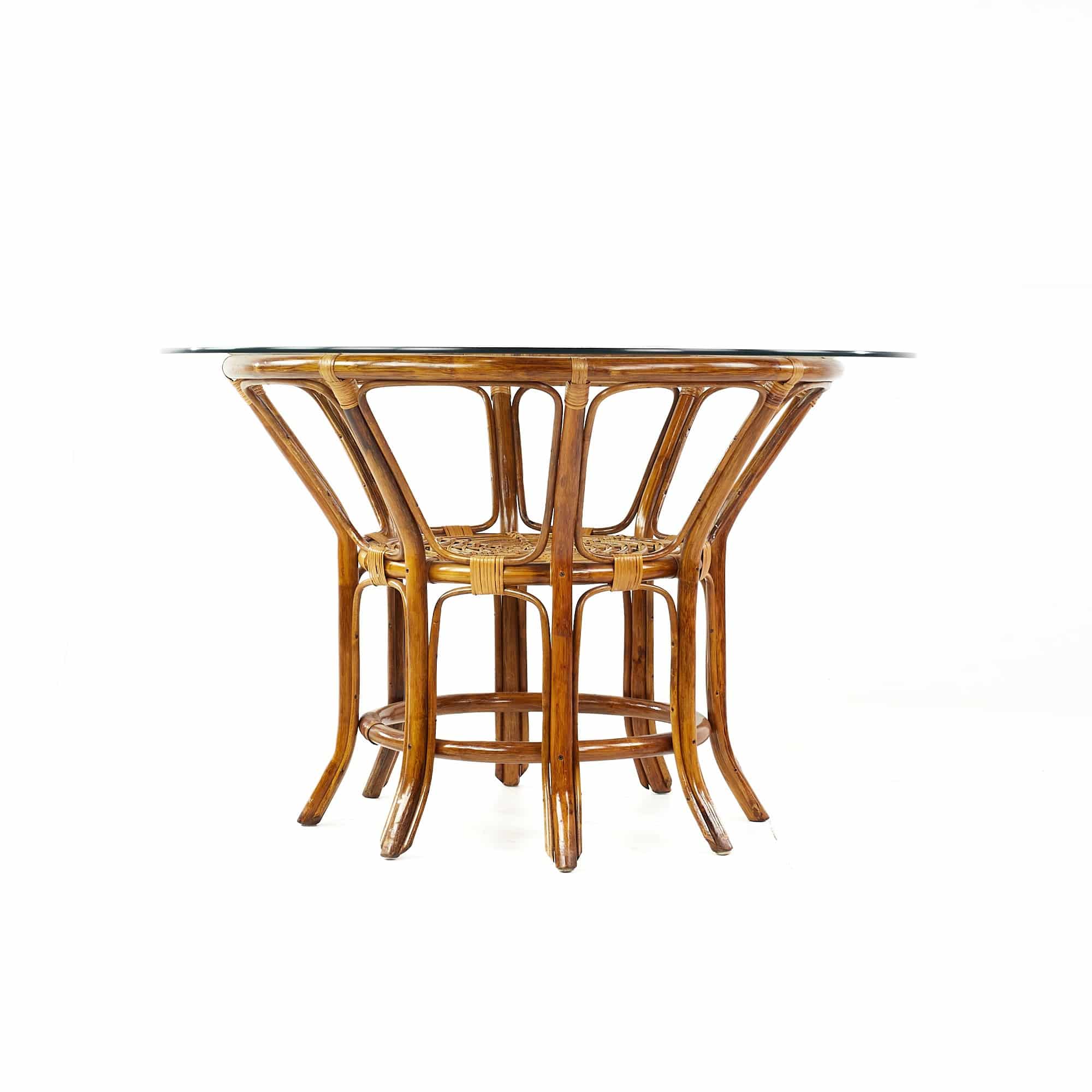Franco Albini Mid Century Rattan and Glass Dining Table