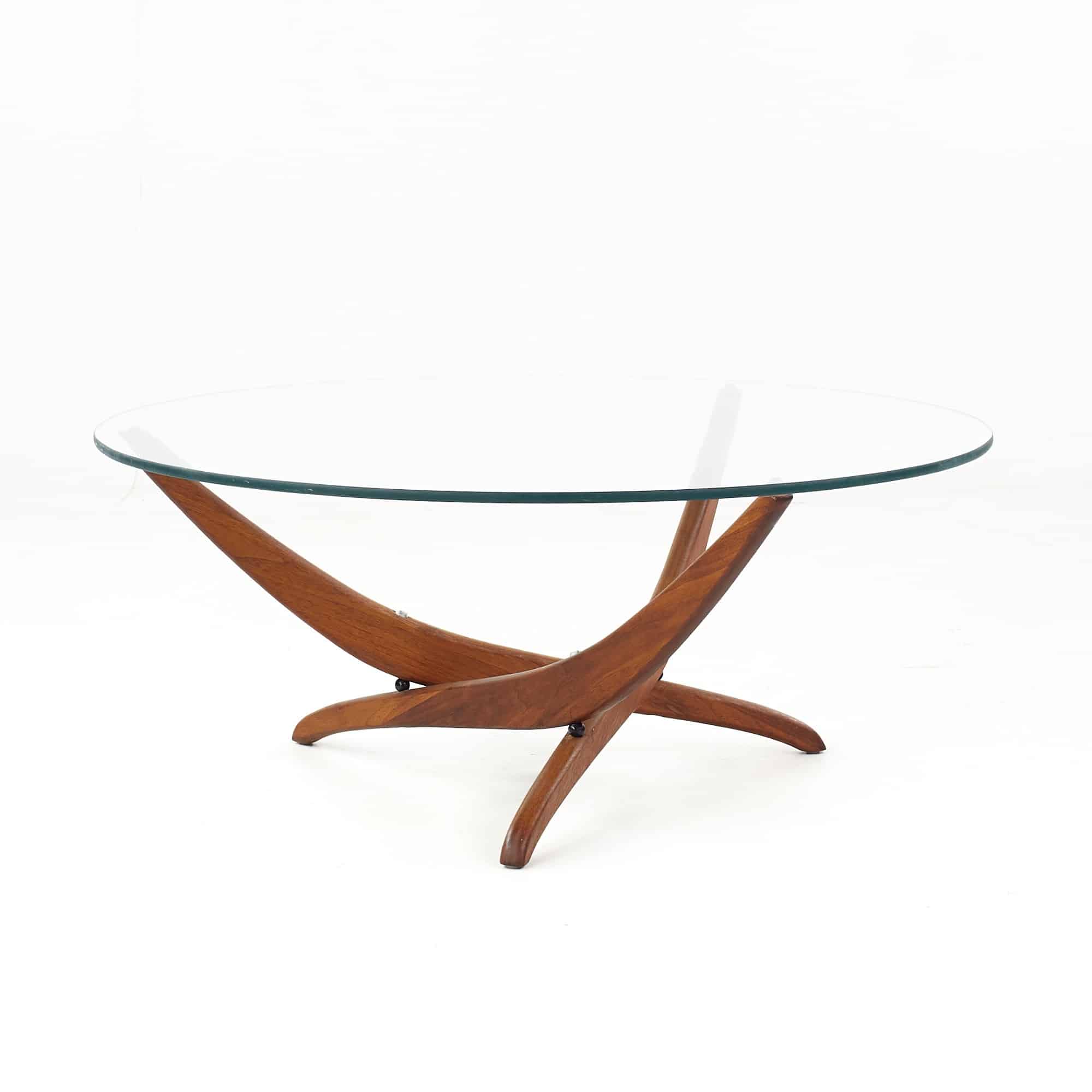 Forest Wilson Mid Century Walnut and Glass Coffee Table