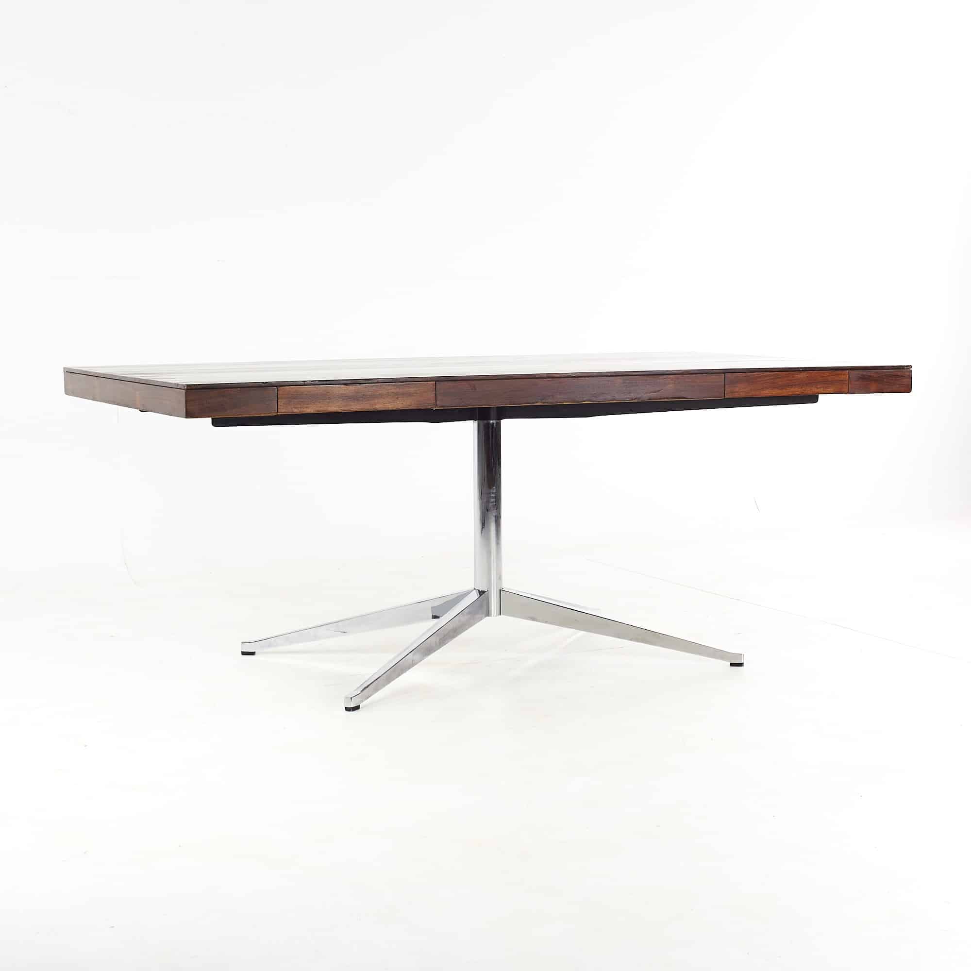 Knoll Mid Century Rosewood and Chrome Partners Desk