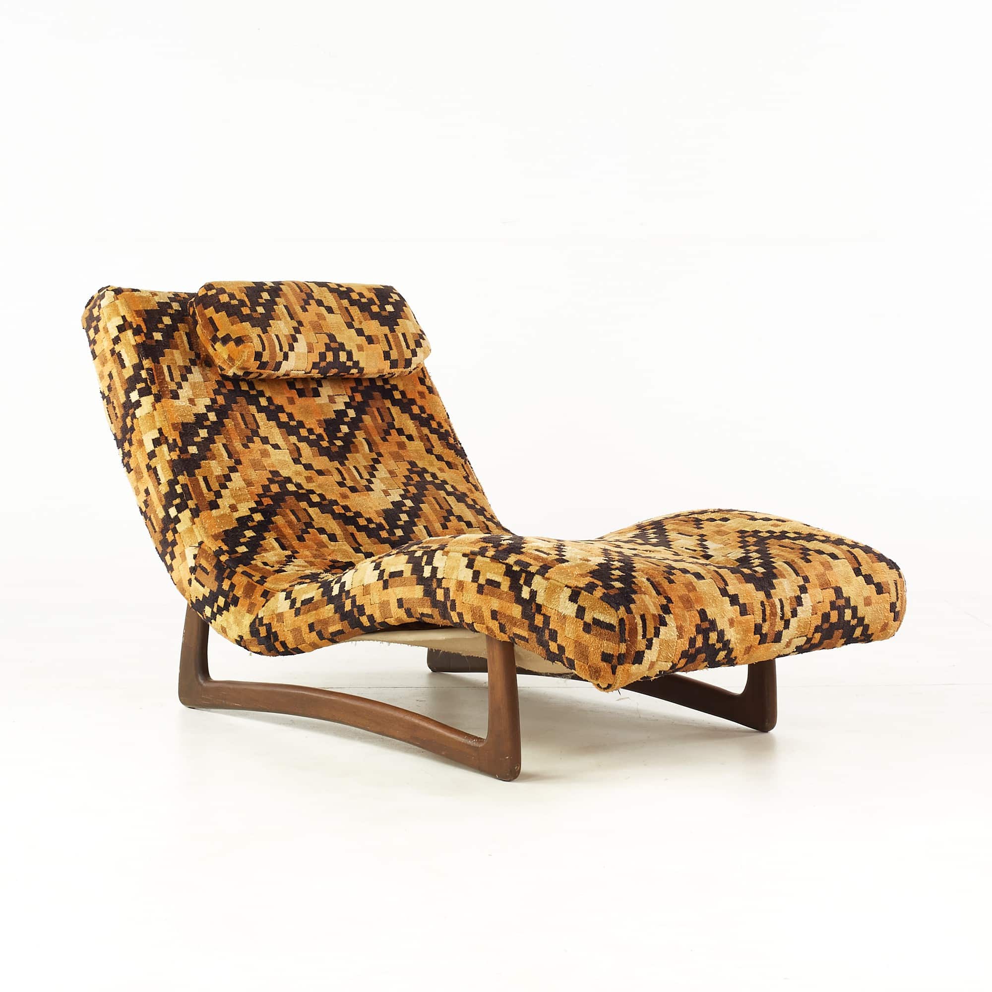 Adrian Pearsall Mid Century Walnut Wave Chaise Lounge Chair