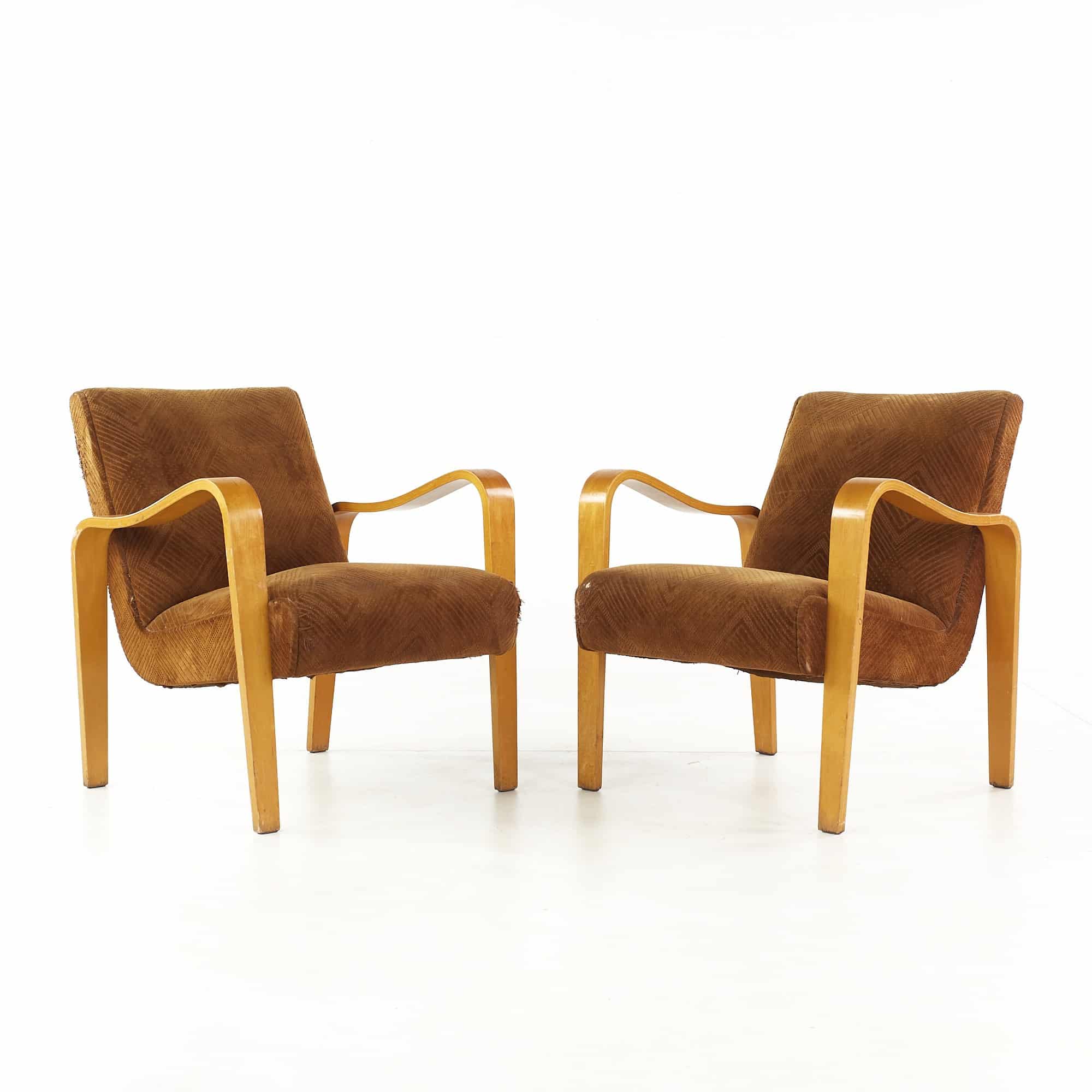 Thonet Mid Century Bentwood Lounge Chairs - Pair