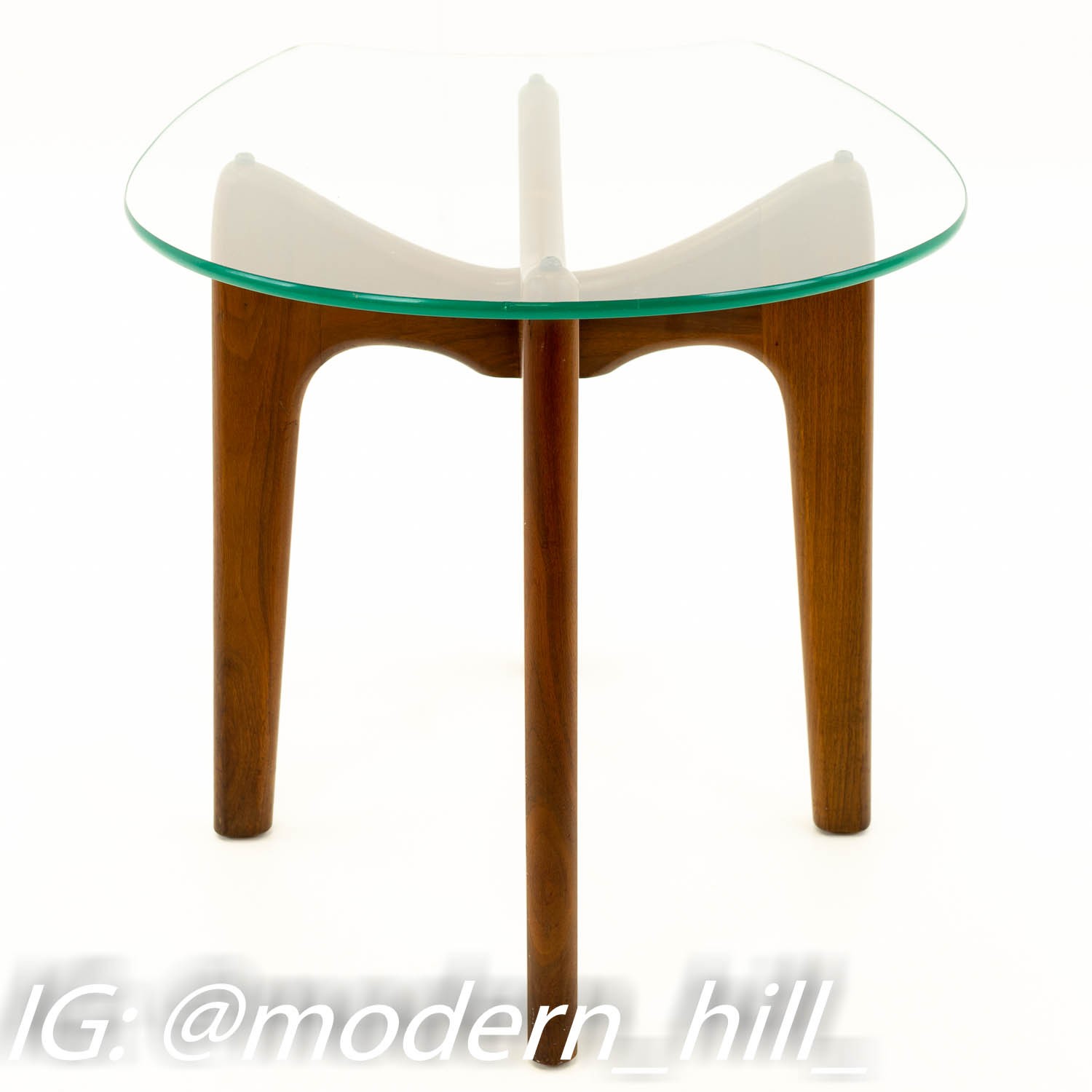 Adrian Pearsall Sculpted Walnut Mid Century Modern Side End Table with Stingray Glass