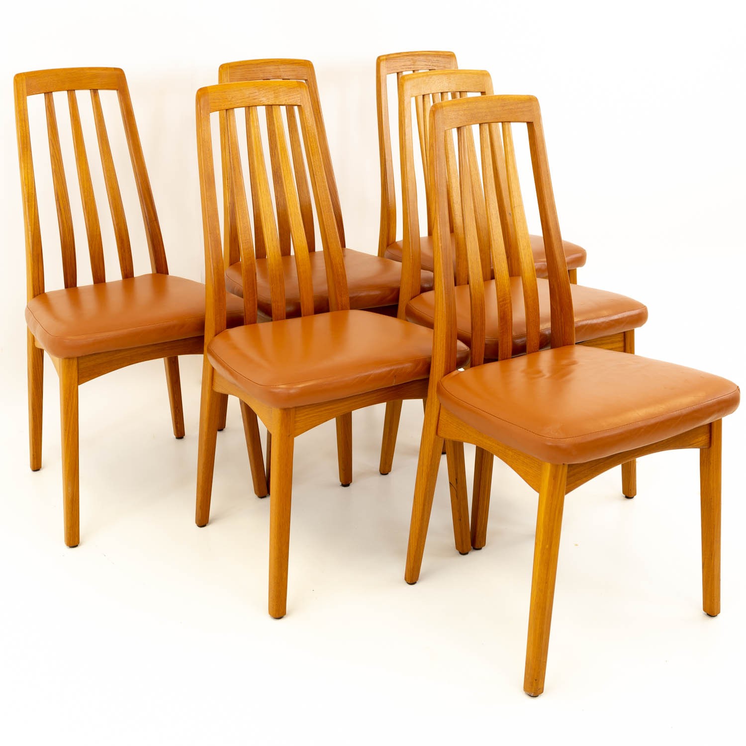 Niels Koefoeds Hornslet Eva Style Mid Century Modern Teak Dining Chairs Set of 6