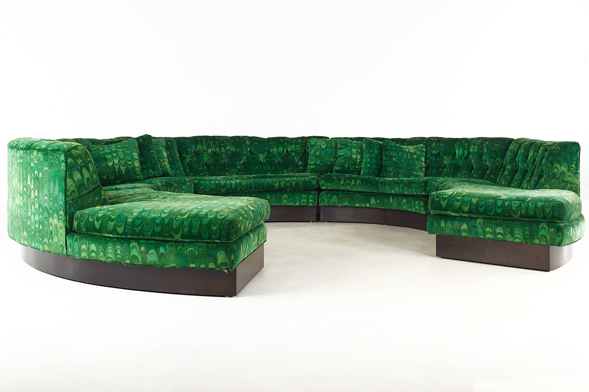 Milo Baughman for Thayer Coggin with Jack Lenor Larsen Upholstery Mid Century Pit Sectional Sofa