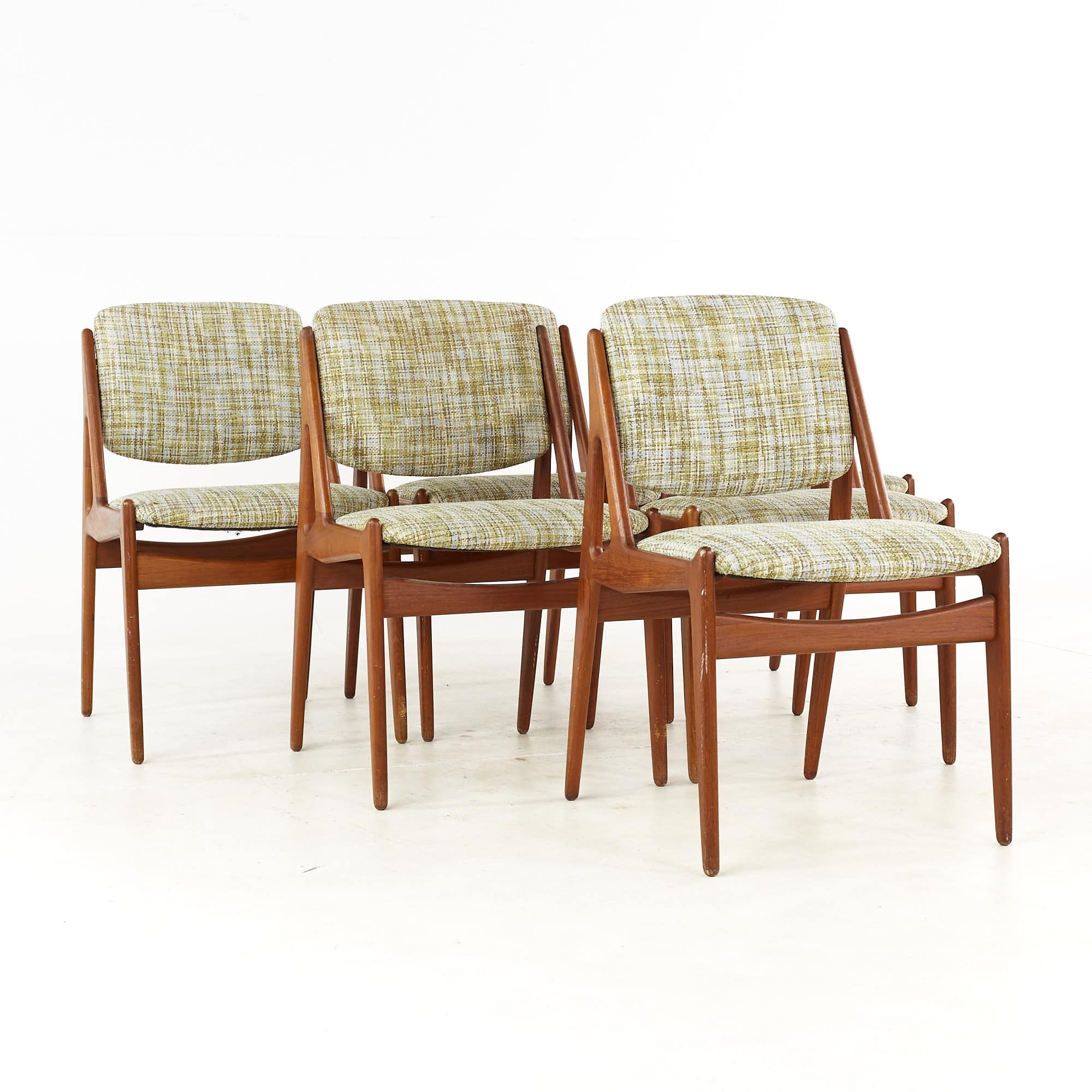 Arne Vodder Elle and Ella Mid Century Teak Side Dining Chairs - Set of 6