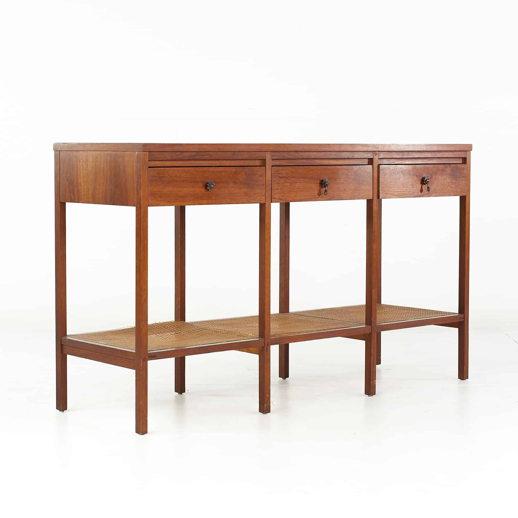 Paul Mccobb for Lane Delineator Mid Century Rosewood and Cane Console Table