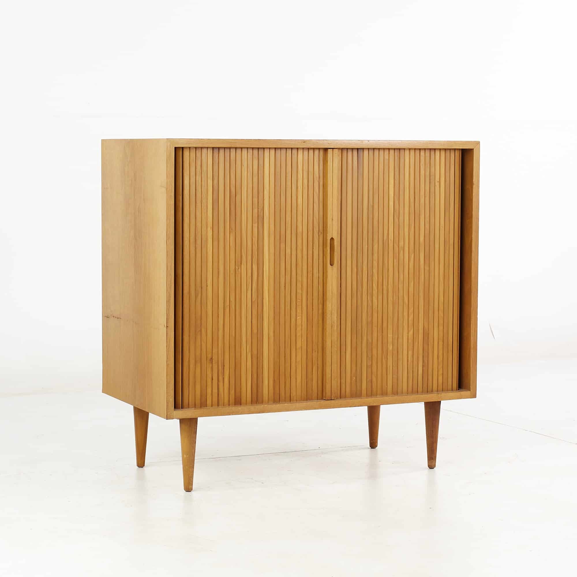 Milo Baughman for Glenn of California Mid Century Tambour Cabinet