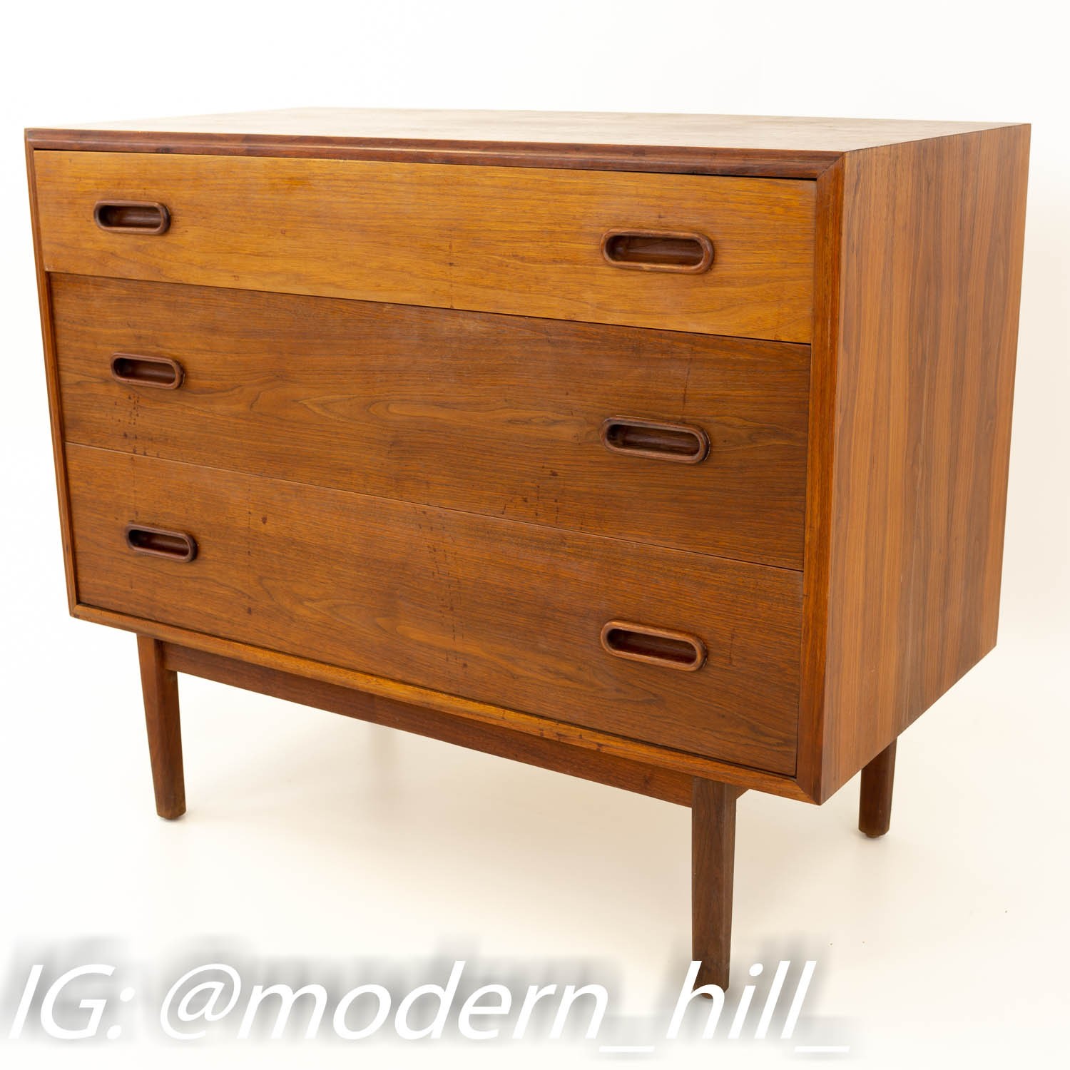 Jack Cartwright for Founders Mid Century Modern Danish Style 3 Drawer Chest of Drawers - Matching Pair