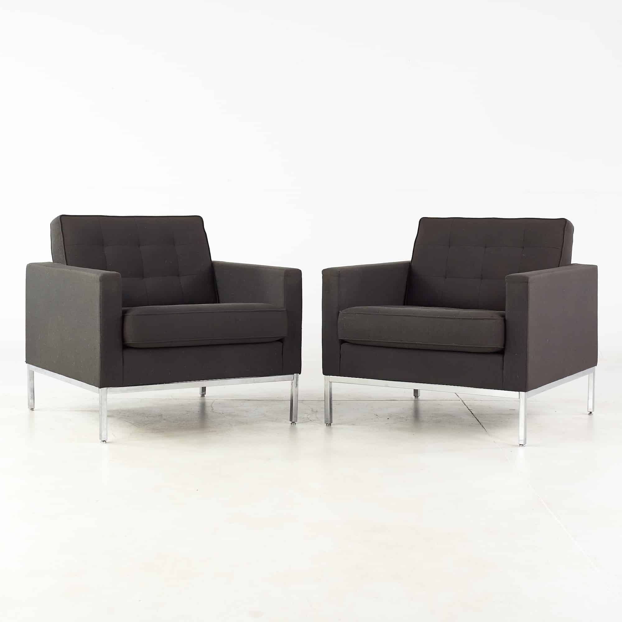Florence Knoll Mid Century Cube Club Lounge Chairs