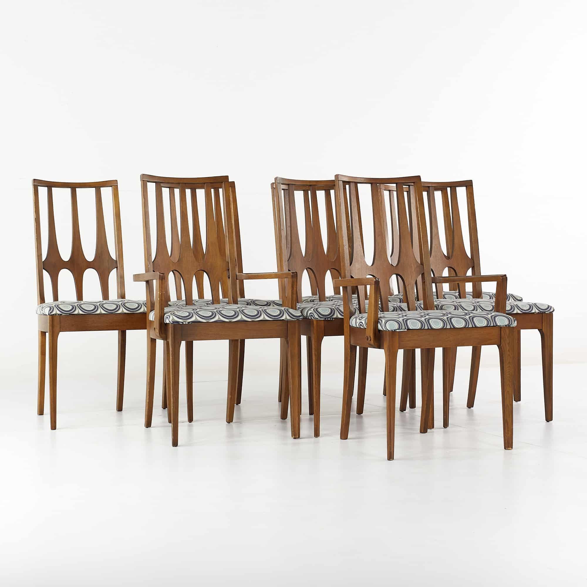 Broyhill Brasilia Mid Century Walnut Dining Chairs - Set of 8