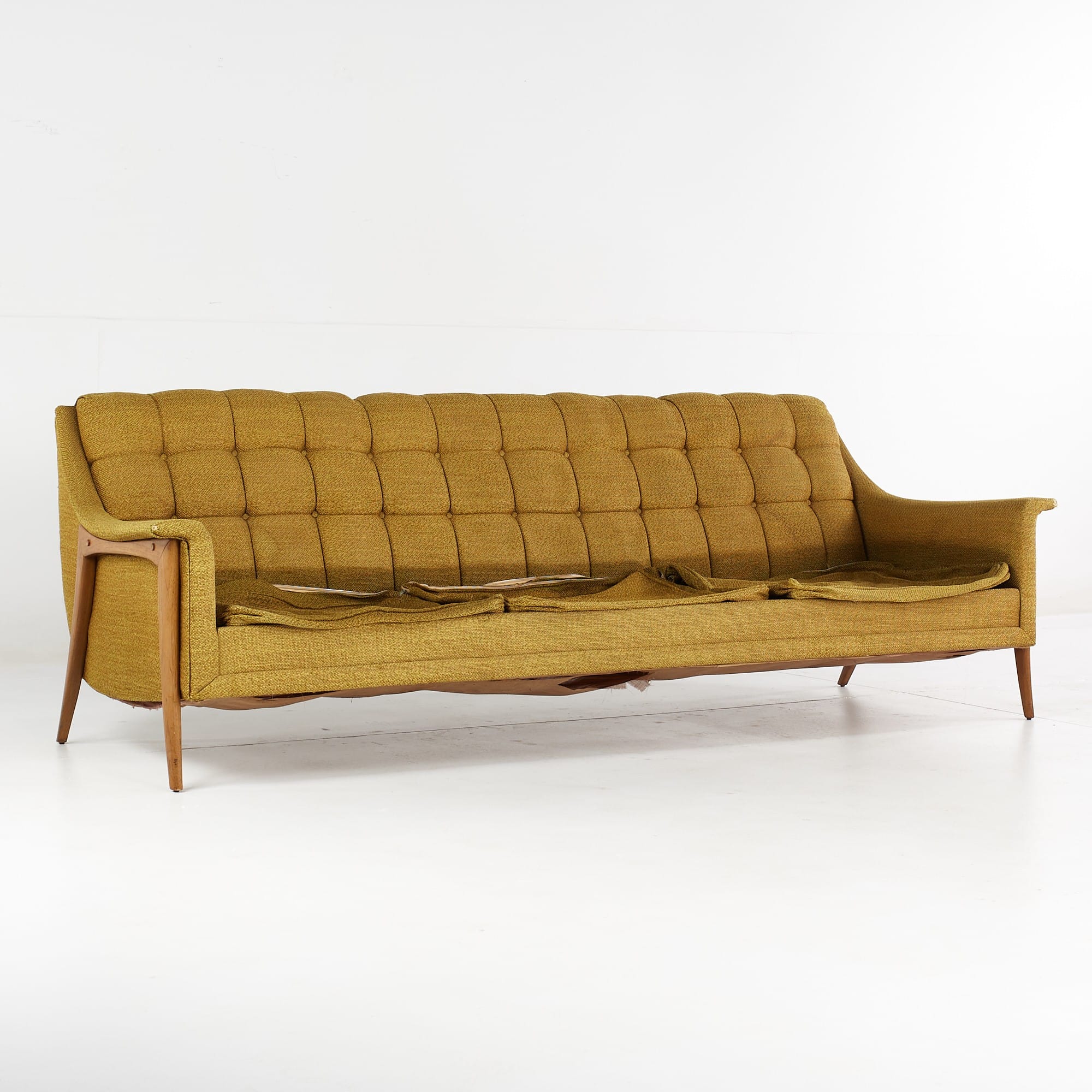 Adrian Pearsall Style Kroehler Avant Mid Century Walnut Sofa