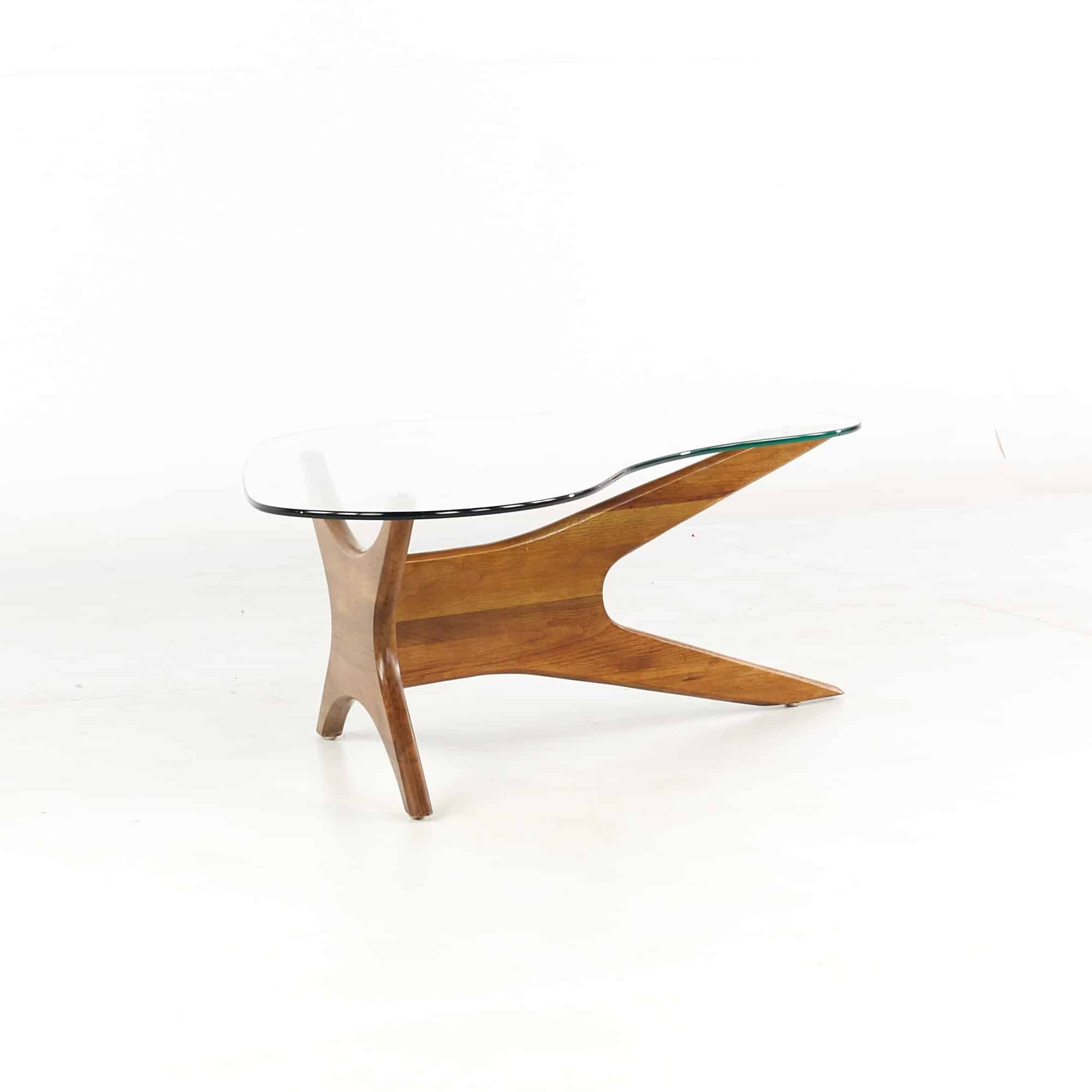 Adrian Pearsall Mid Century Walnut and Glass Jack Coffee Table