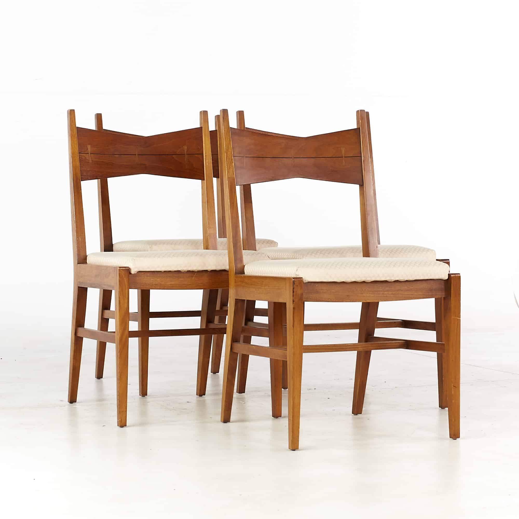 Lane Tuxedo Mid Century Walnut and Rosewood Dining Chairs - Set of 4