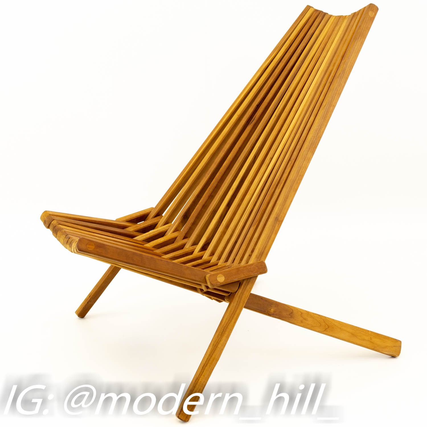 Hans Wegner Style Danish Modern Teak Folding Slat Mid Century Side Chair