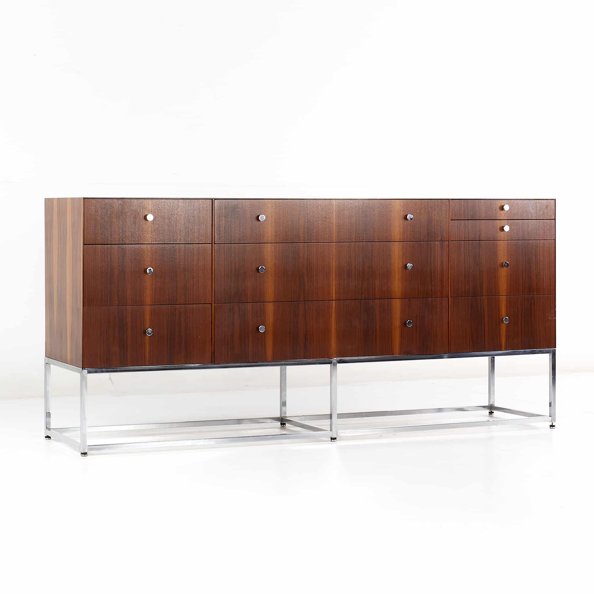 Rougier Mid Century Rosewood and Chrome Lowboy Dresser