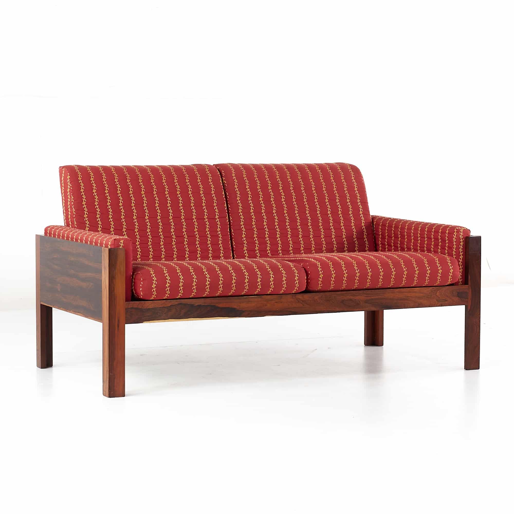 Arne Norell Style Mid Century Danish Rosewood Settee Loveseat Sofa