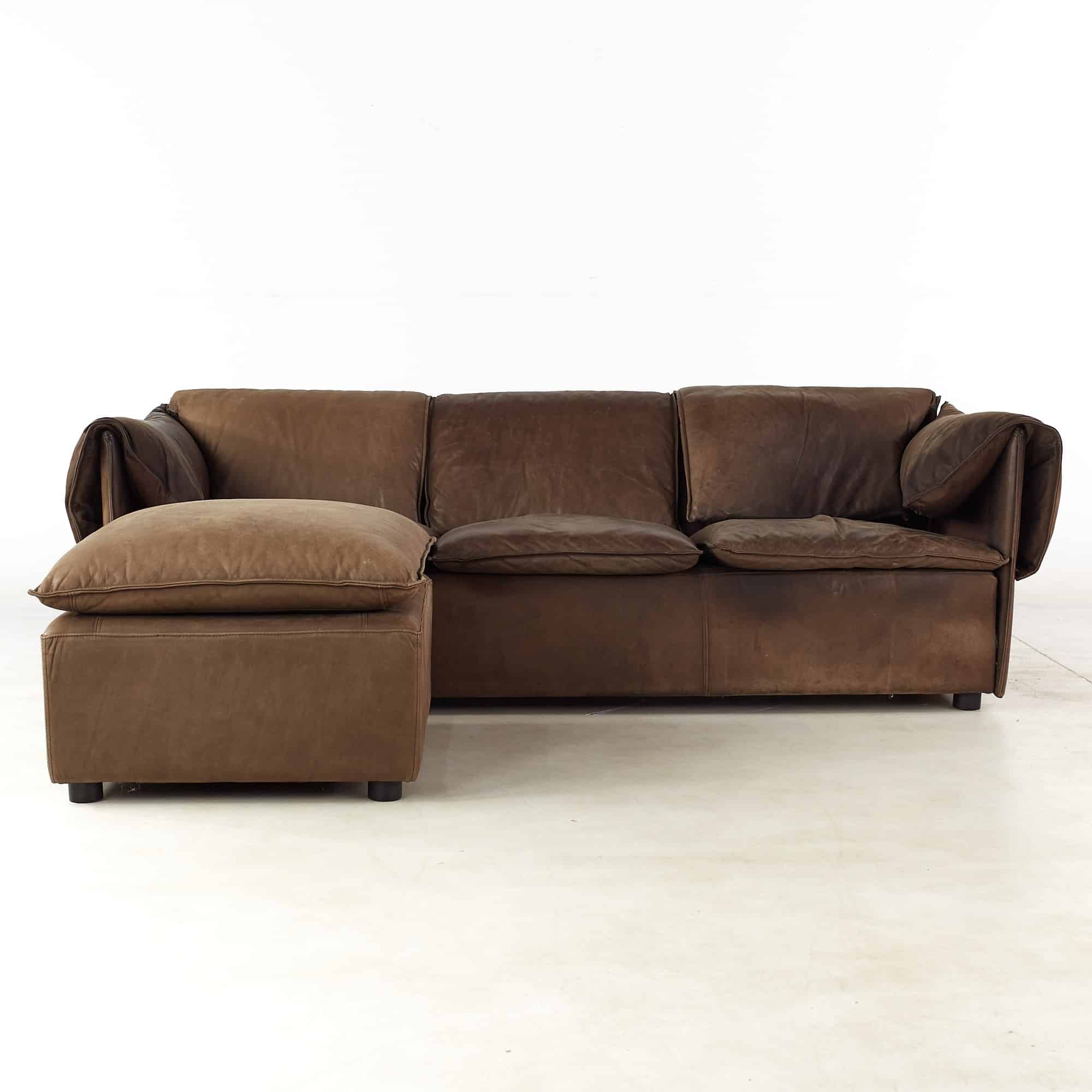 Niels Eilersen Mid Century Leather Sofas and Ottoman