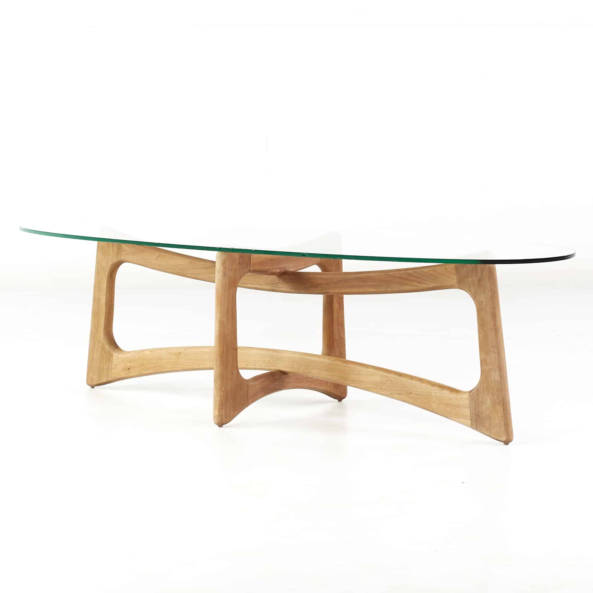 Adrian Pearsall for Craft Associates Mid Century Walnut and Glass Top Ribbon Coffee Table