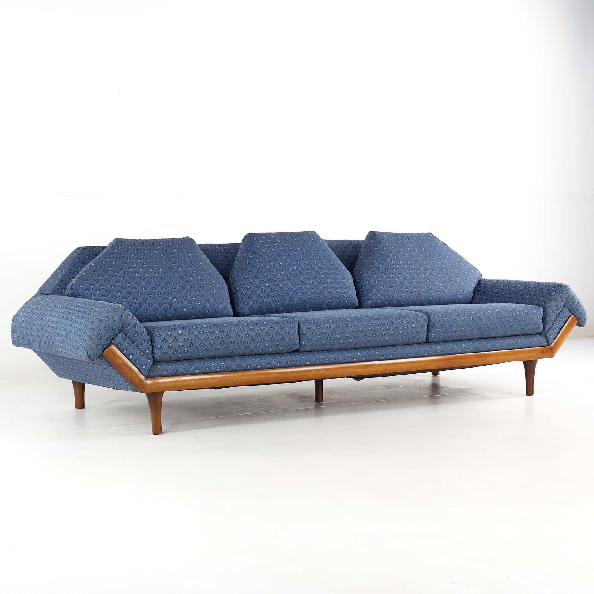 Flexsteel Adrian Pearsall Style Mid Century Walnut Gondola Sofa