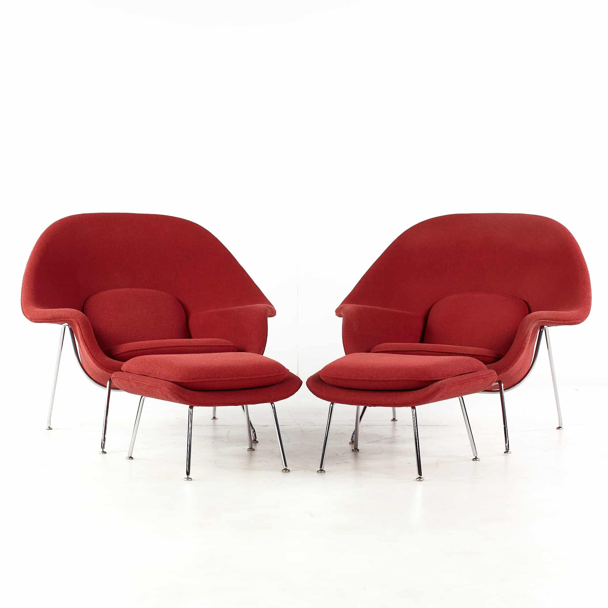 Knoll Mid Century Womb Chair and Ottoman - Pair
