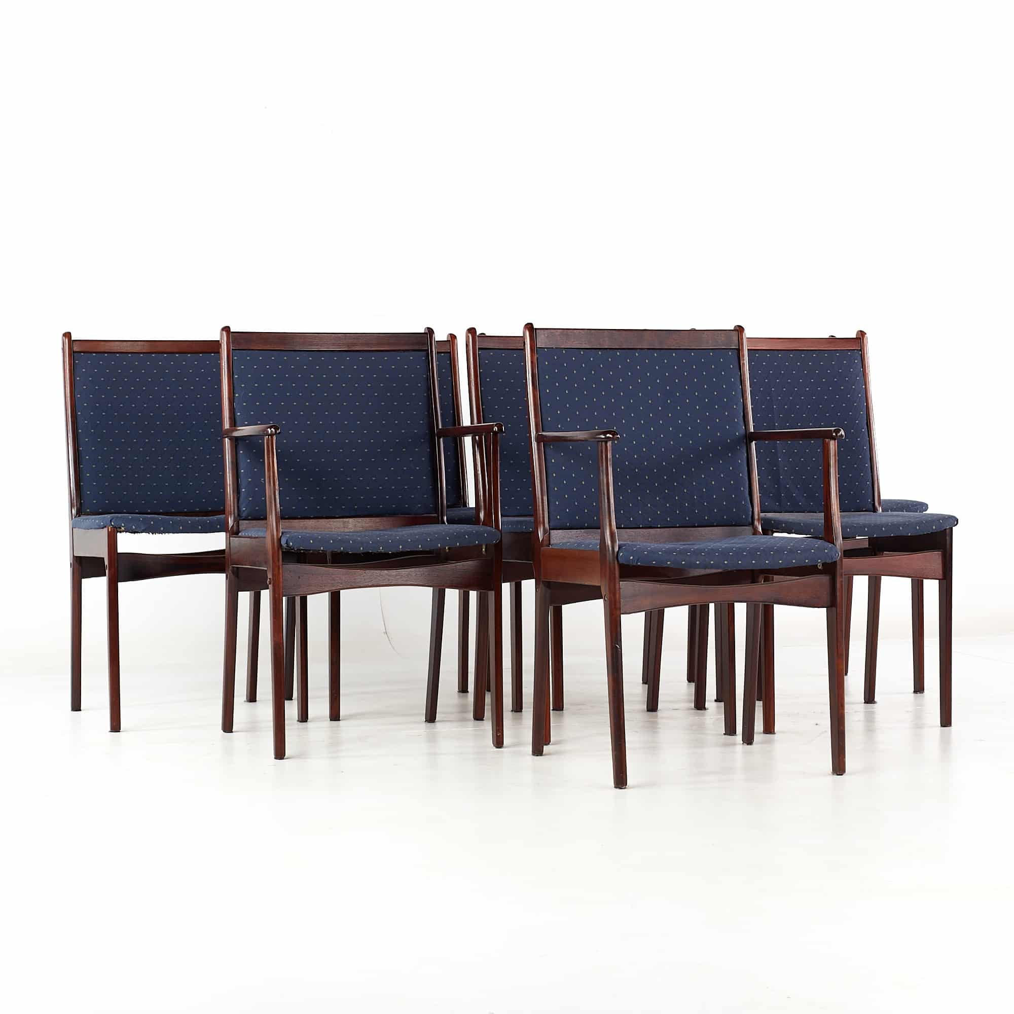 Erik Buch Style Mid Century Rosewood Dining Chairs - Set of 8
