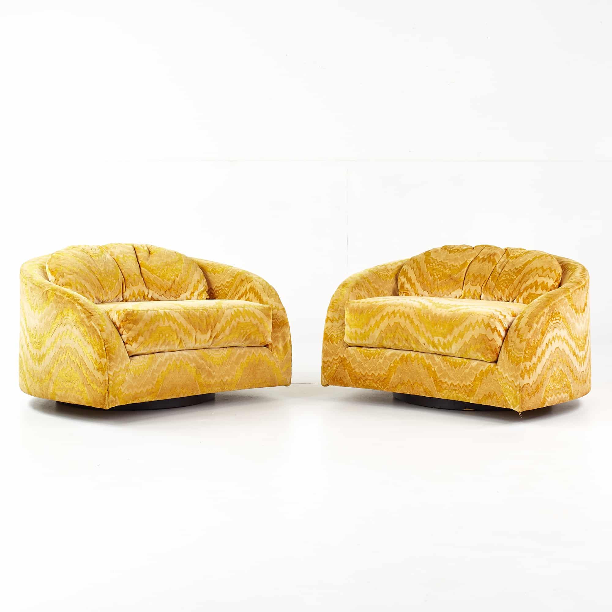Adrian Pearsall for Craft Associates Mid Century Swivel Lounge Chairs - Pair