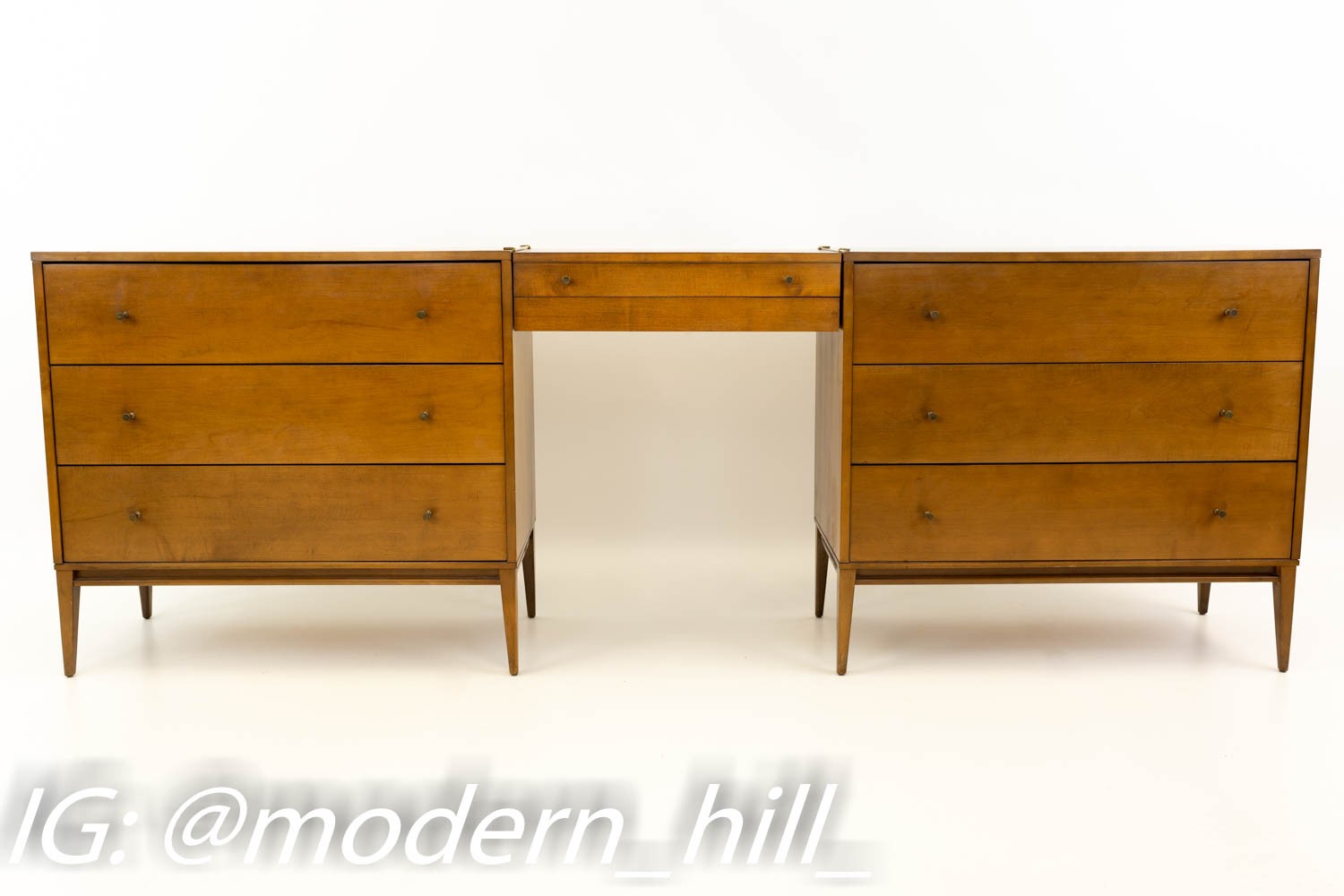 3 Piece Paul Mccobb for Planner Group Mid Century Vanity & 2 36" Chest of Drawers