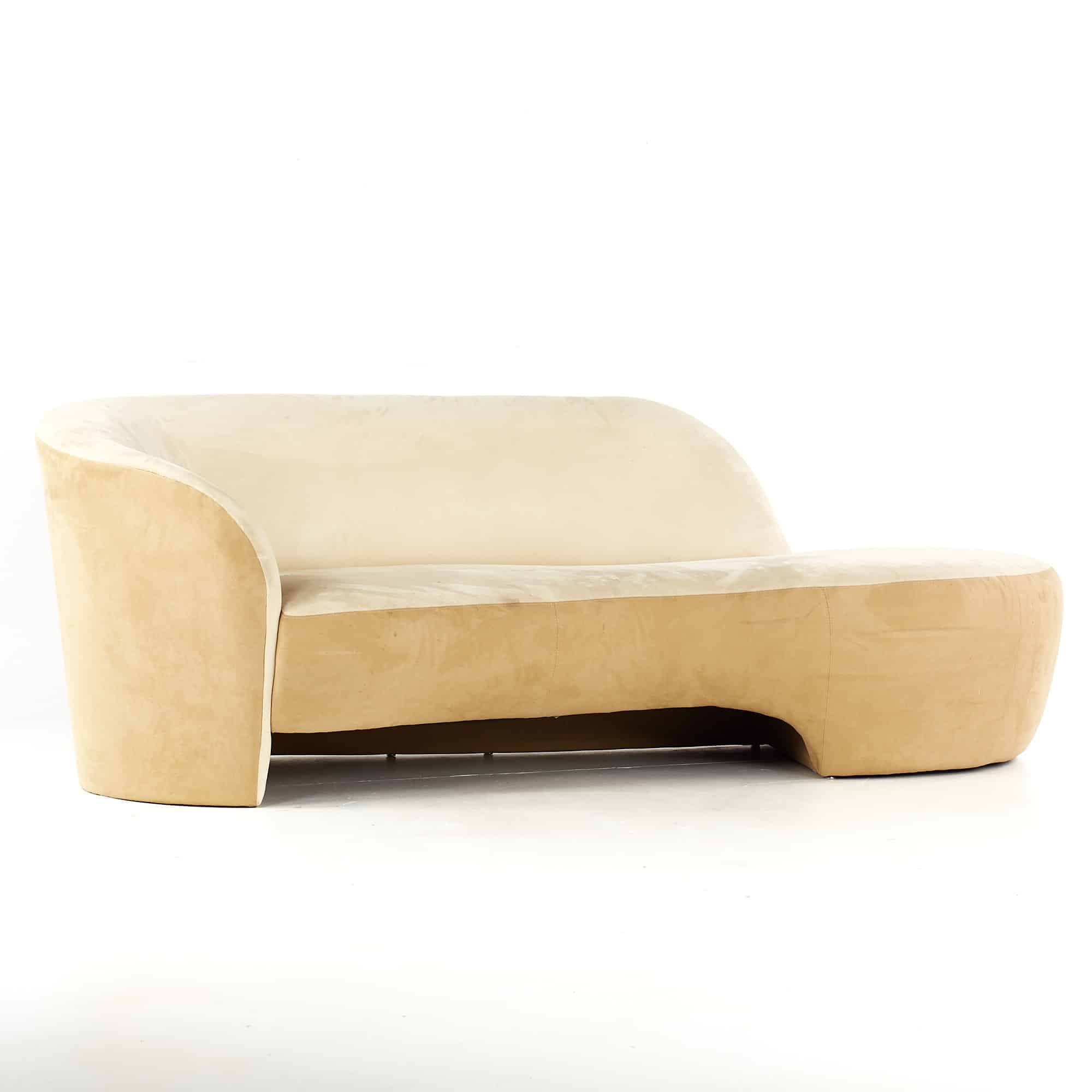 Vladimir Kagan Style Weiman Preview Mid Century Kidney Shaped Sofa Chaise