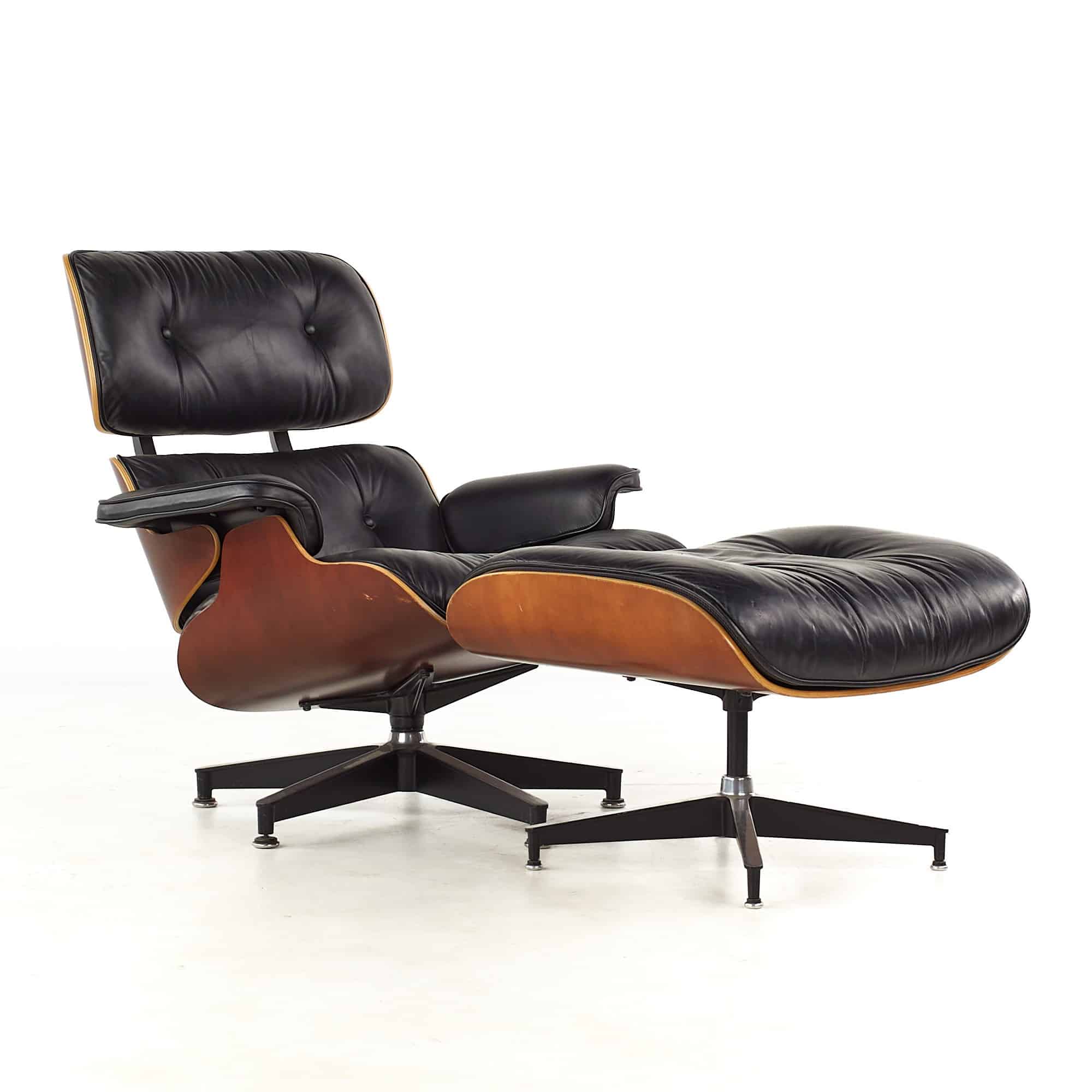 Eames for Herman Miller Mid Century Cherry Lounge Chair and Ottoman