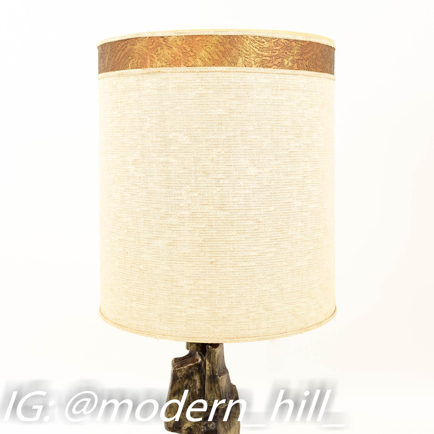 Richard Barr and Harold Weiss for Laurel Tall Weathered Brass Mid Century Table Lamp with Original Shade