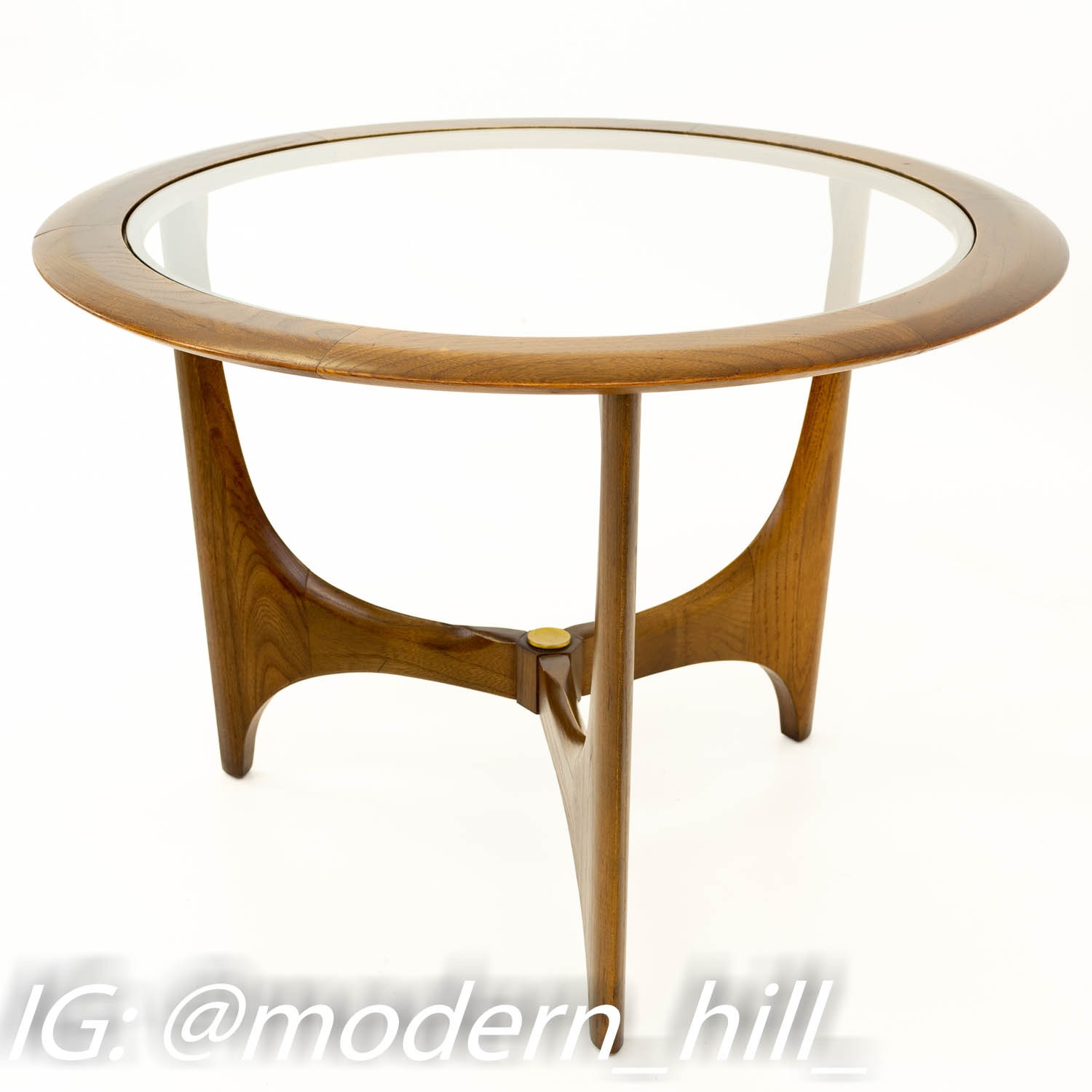 Adrian Pearsall for Lane Mid Century Walnut & Glass Sculptural Round Side End Table