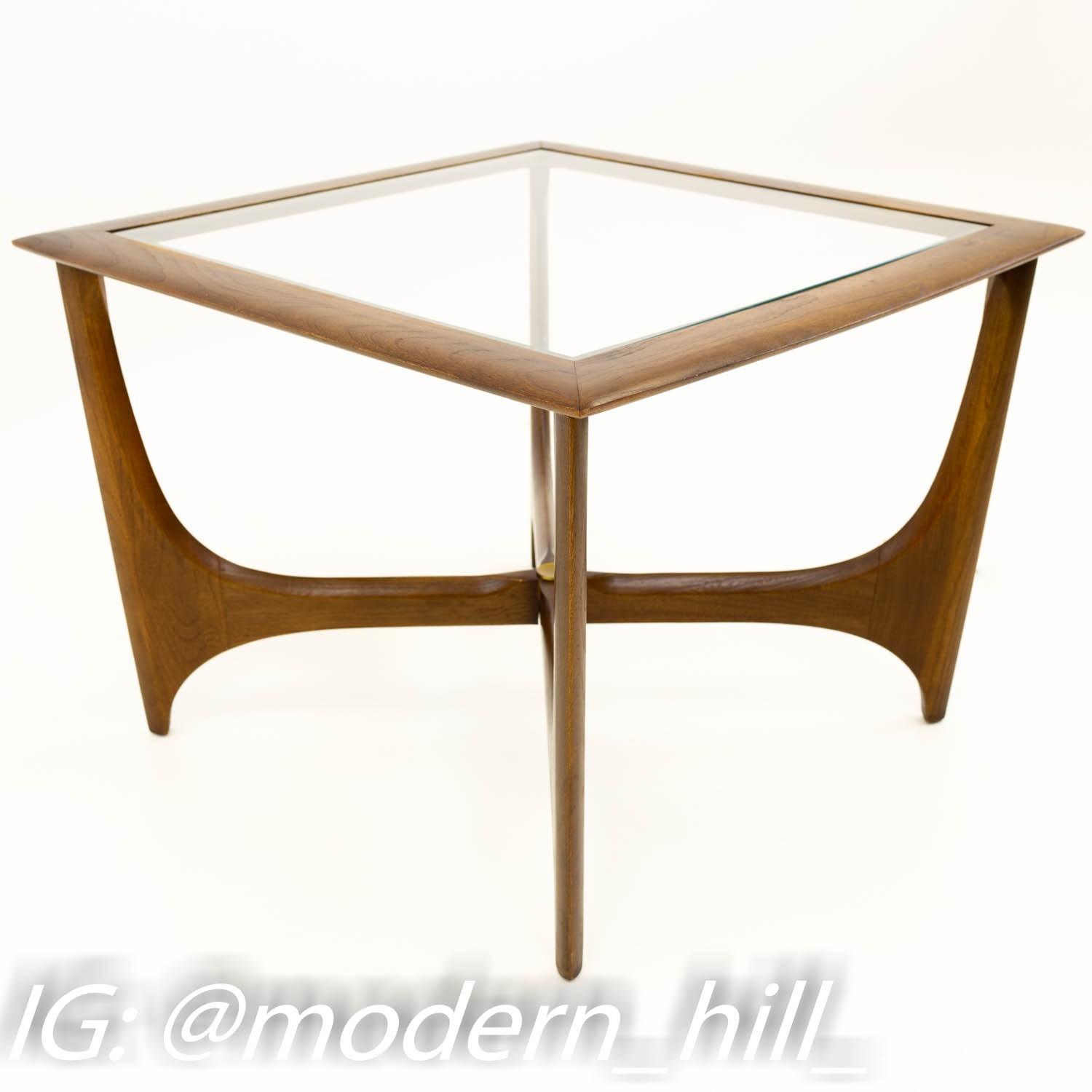 Adrian Pearsall for Lane Mid Century Walnut & Glass Sculptural Square Side End Table