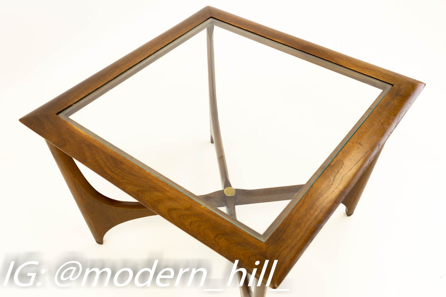 Adrian Pearsall for Lane Mid Century Walnut & Glass Sculptural Square Side End Table