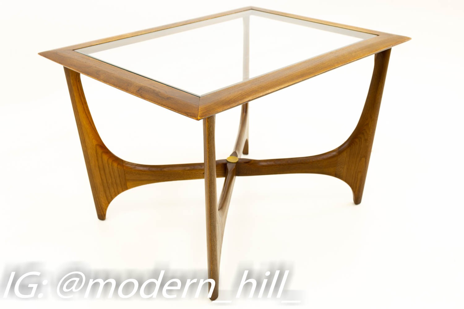 Adrian Pearsall for Lane Mid Century Walnut & Glass Sculptural Side End Table