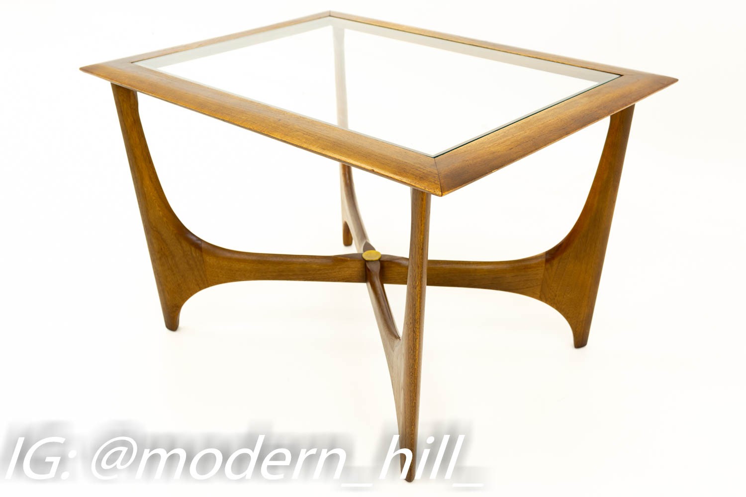 Adrian Pearsall for Lane Mid Century Walnut & Glass Sculptural Side End Table