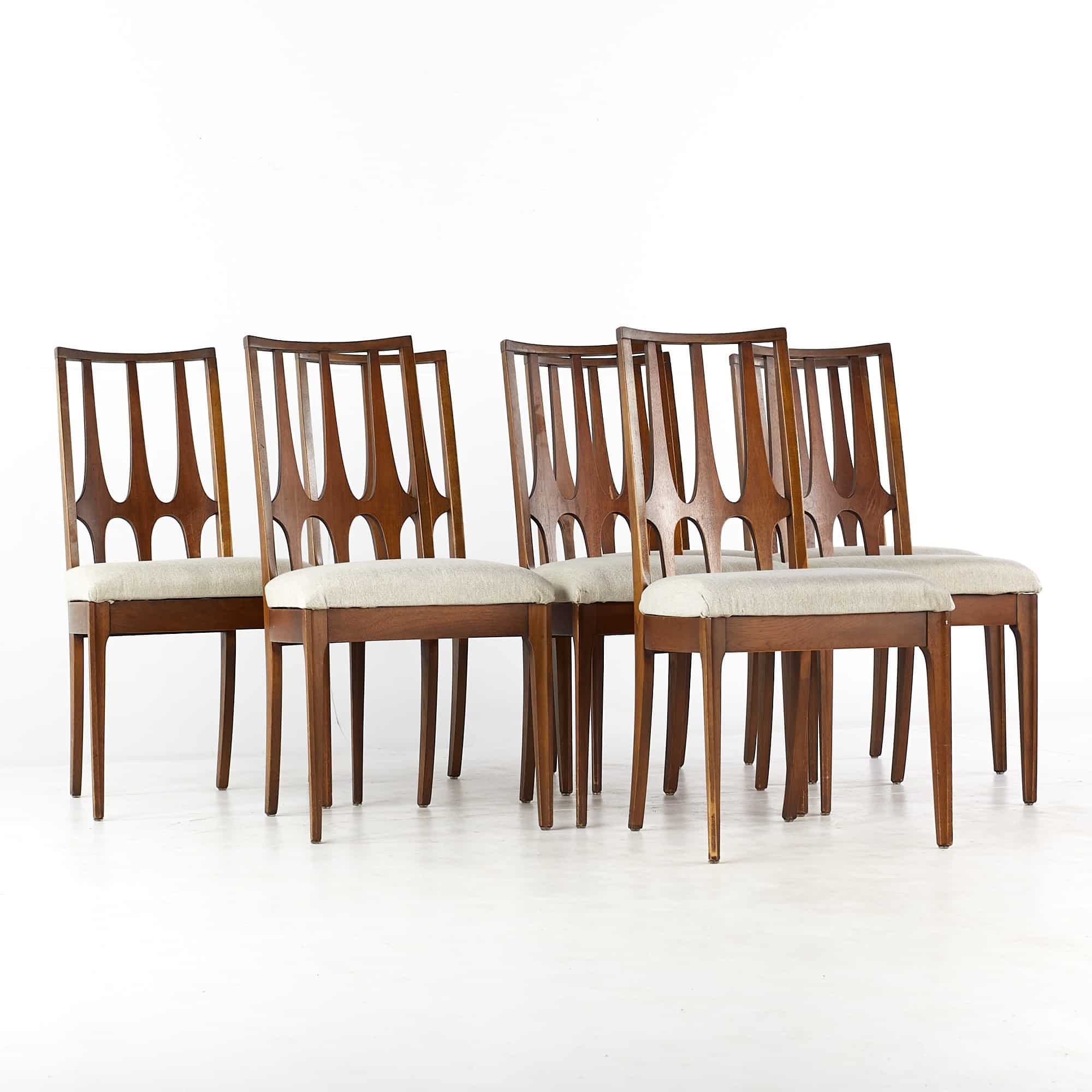Broyhill Brasilia Brutalist Mid Century Walnut Dining Chairs - Set of 8
