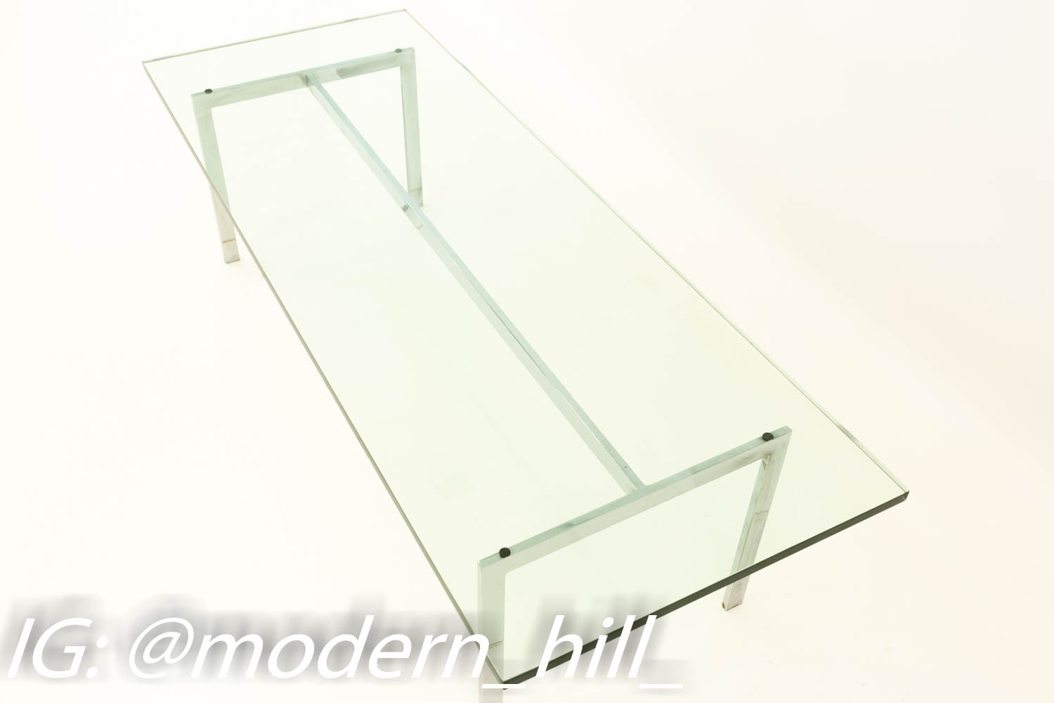 Mies Van Der Rohe Barcelona Style Mid Century Modern Chrome & Glass Coffee Table