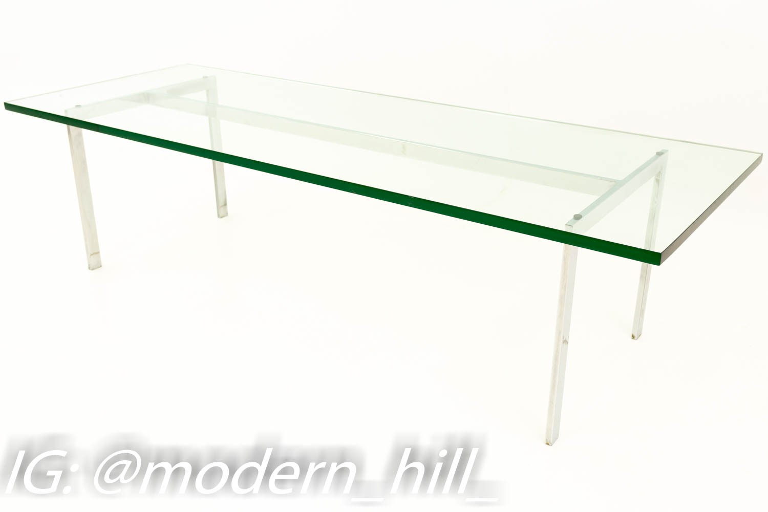 Mies Van Der Rohe Barcelona Style Mid Century Modern Chrome & Glass Coffee Table