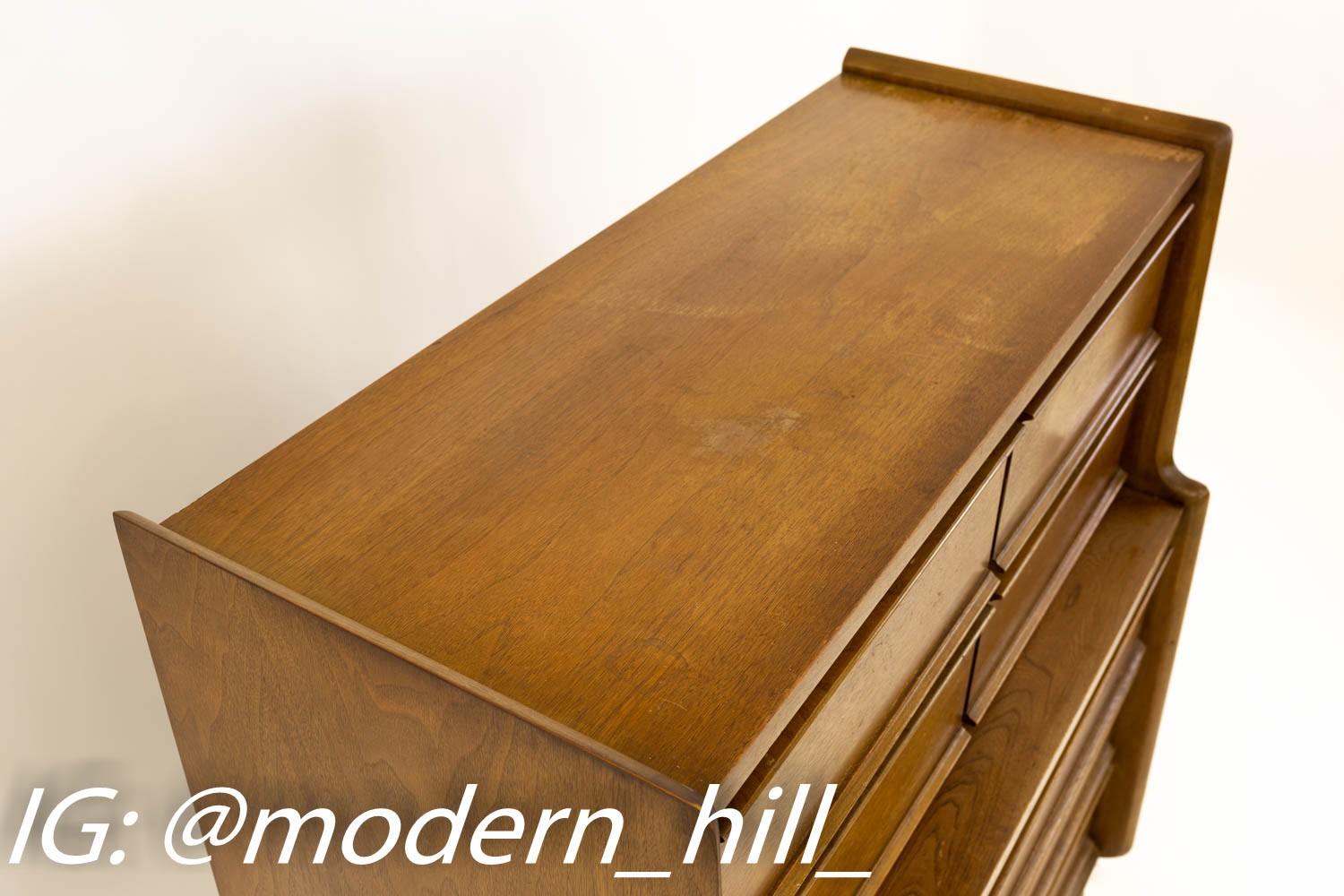 United Walnut Mid Century Modern Highboy Dresser