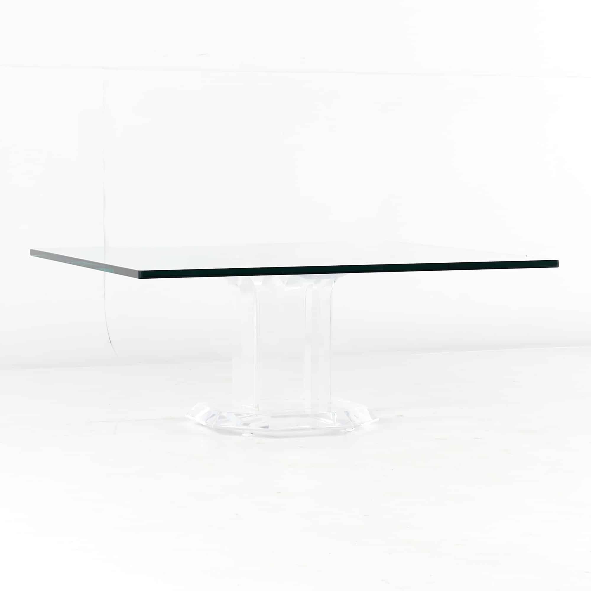 Mid Century Lucite and Glass Square Coffee Table